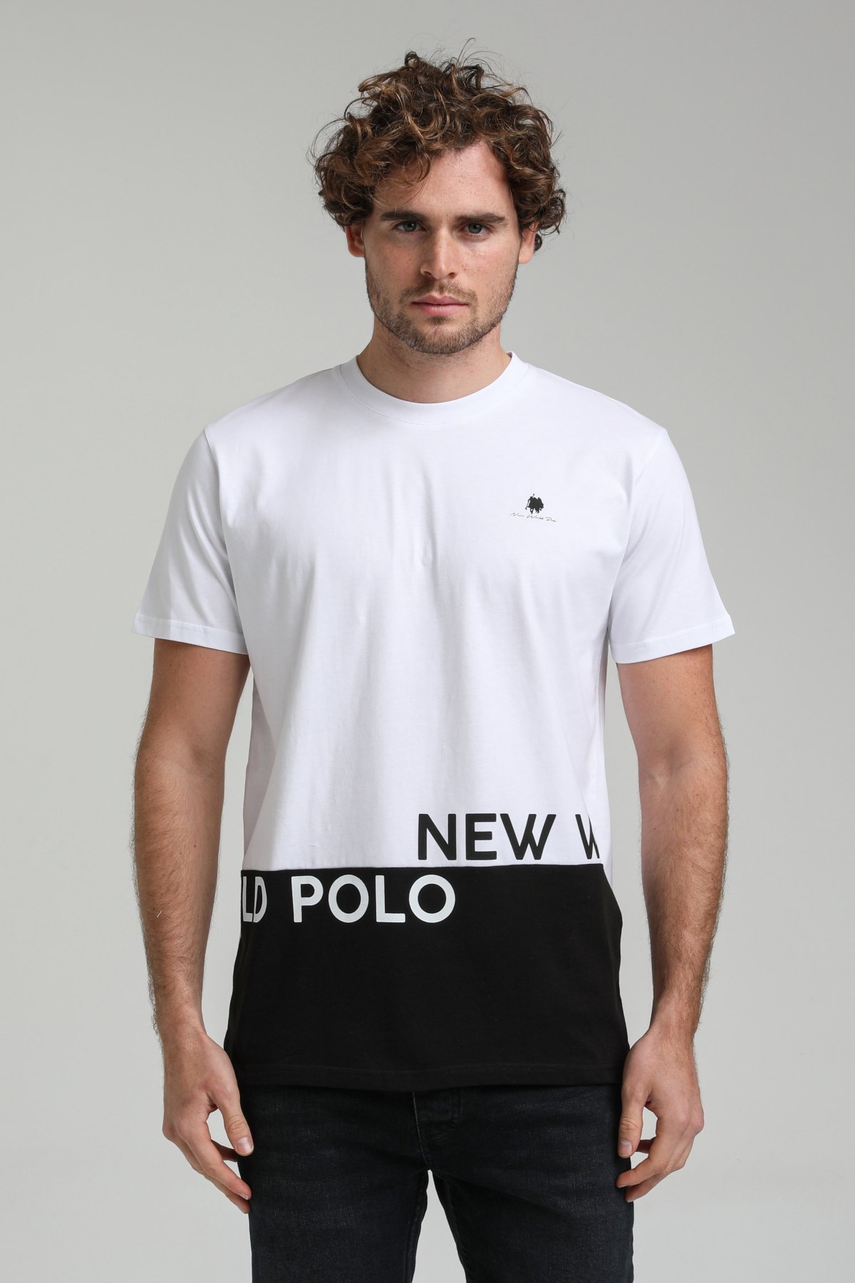 New World Polo Bisiklet Yaka Beyaz Slim Fit Tişört 23SSM20310