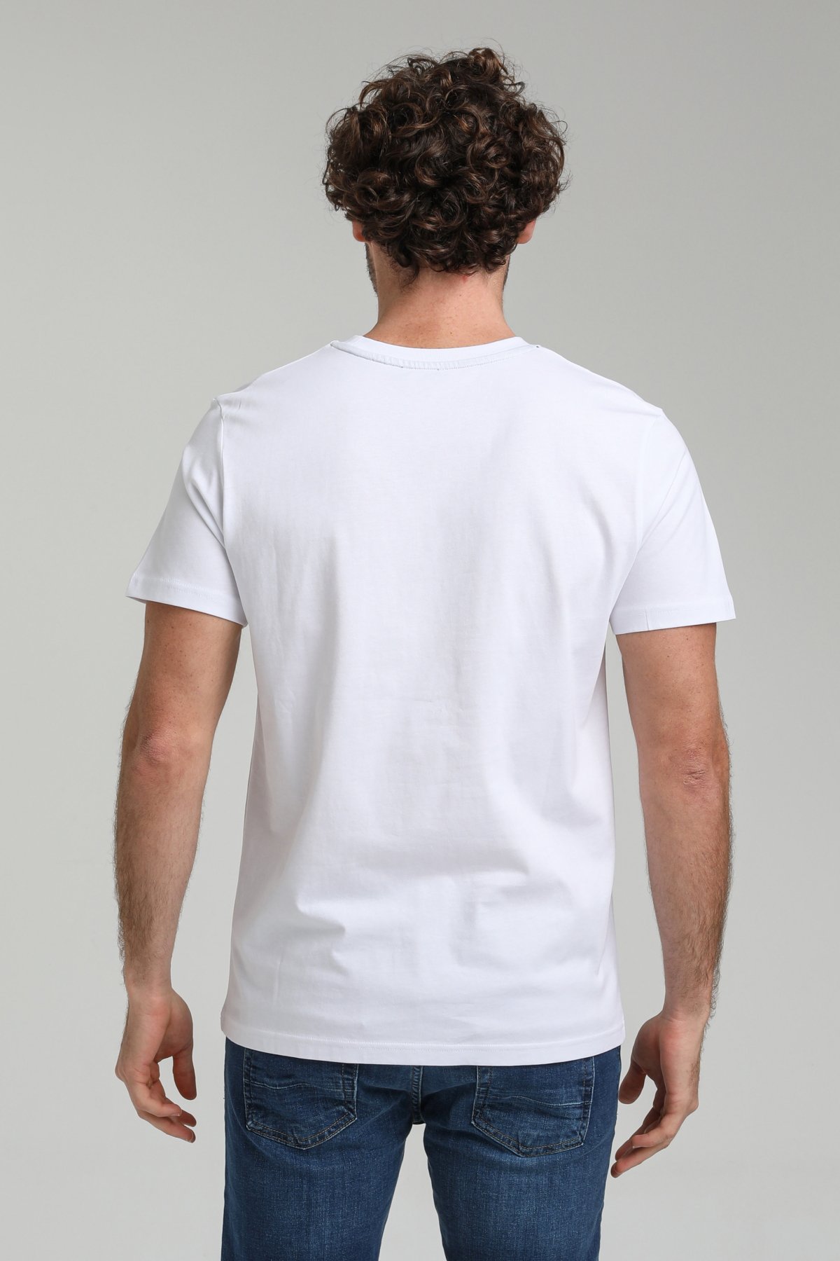 New World Polo Bisiklet Yaka Beyaz Slim Fit Tişört 23SSM20296