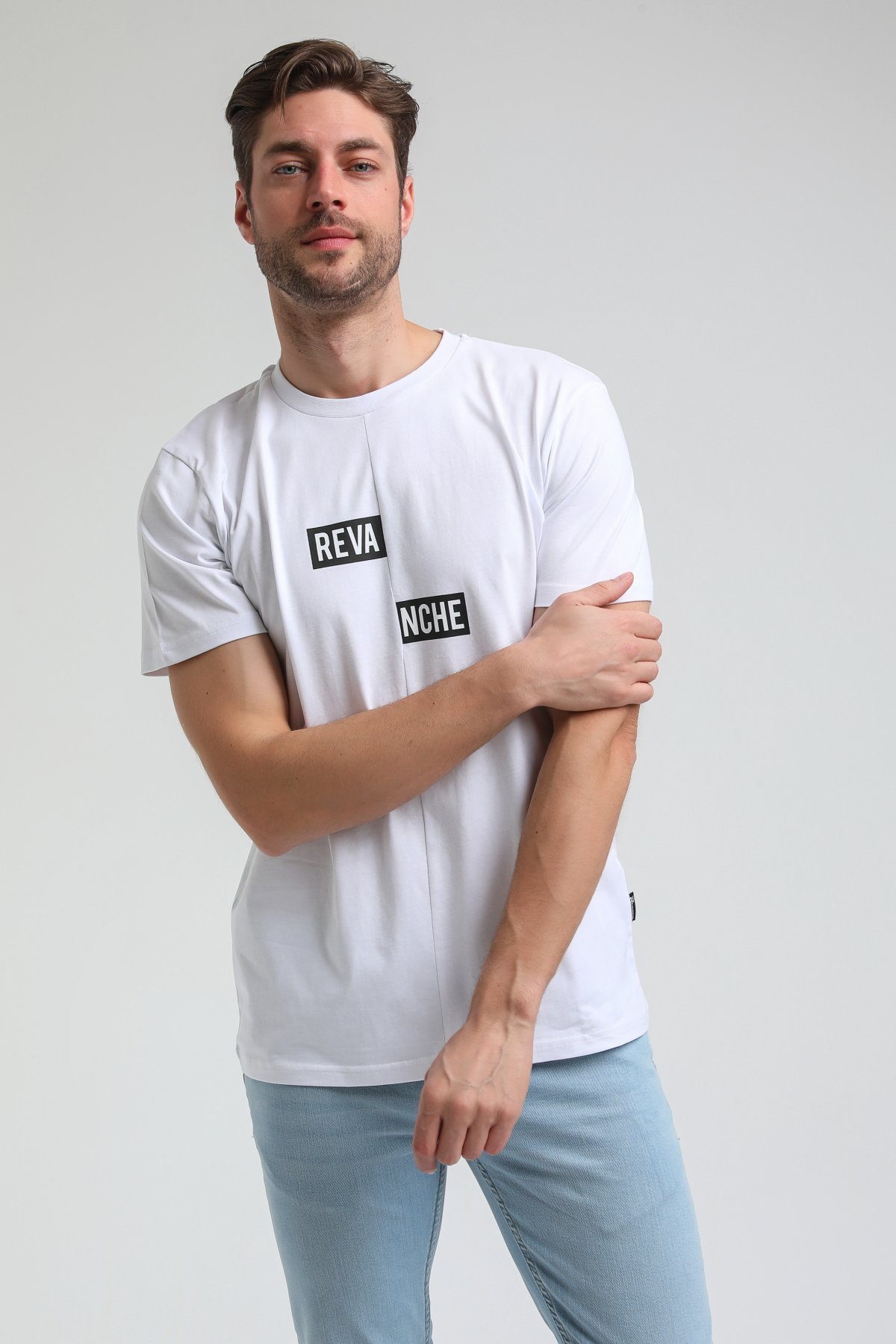 New World Polo Bisiklet Yaka Beyaz Slim Fit Tişört 23SSM20289