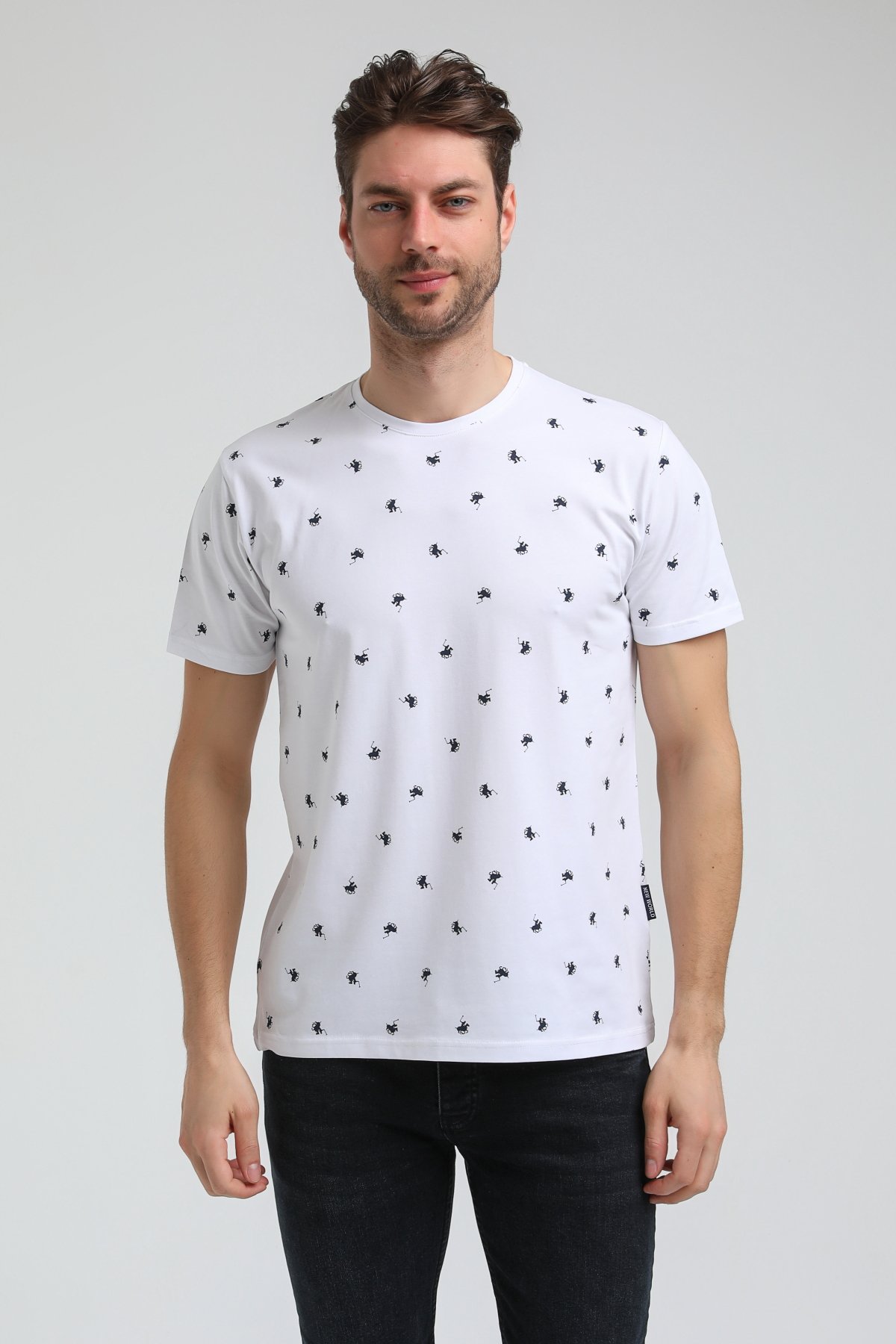 New World Polo Bisiklet Yaka Beyaz Slim Fit Tişört 23SSM20357