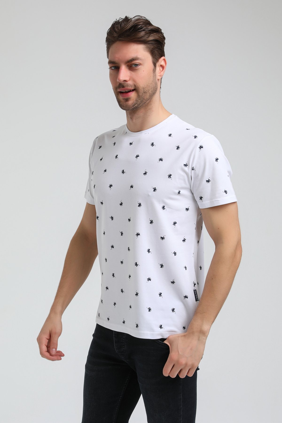 New World Polo Bisiklet Yaka Beyaz Slim Fit Tişört 23SSM20357
