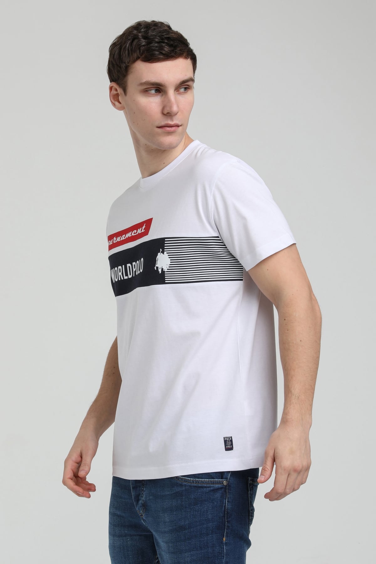 New World Polo Bisiklet Yaka Beyaz Slim Fit Tişört 23SSM20325