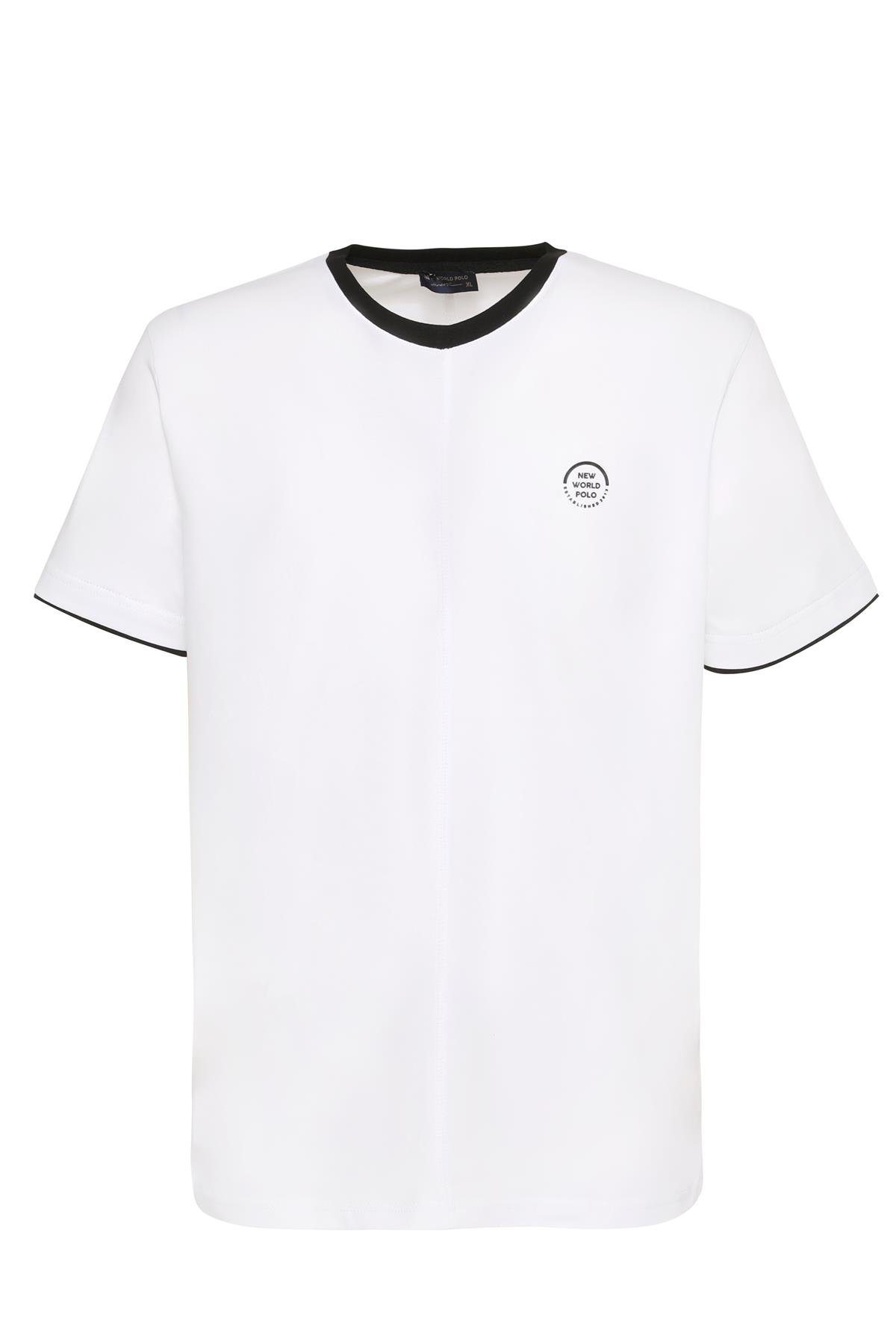 New World Polo Bisiklet Yaka Beyaz Slim Fit Tişört 23SSM20359