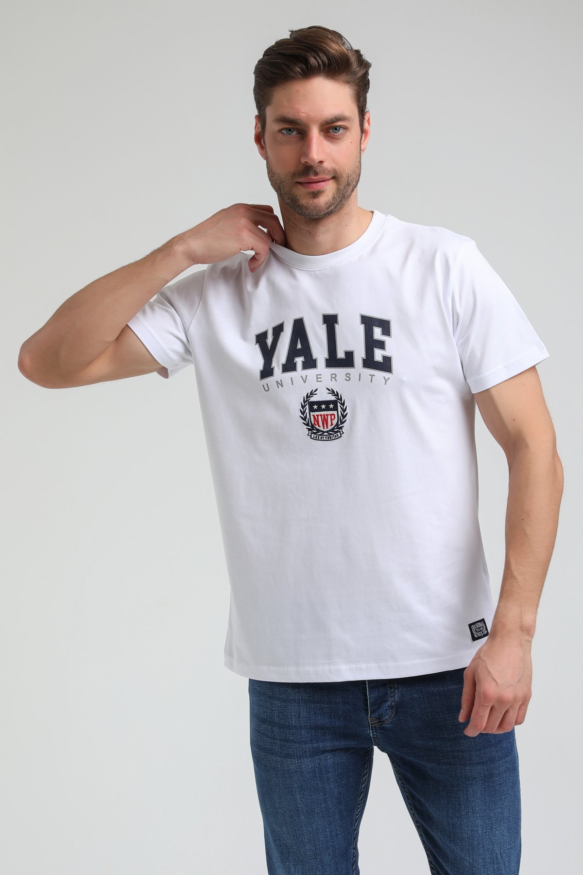 New World Polo Bisiklet Yaka Beyaz Slim Fit Tişört 23SSM20308