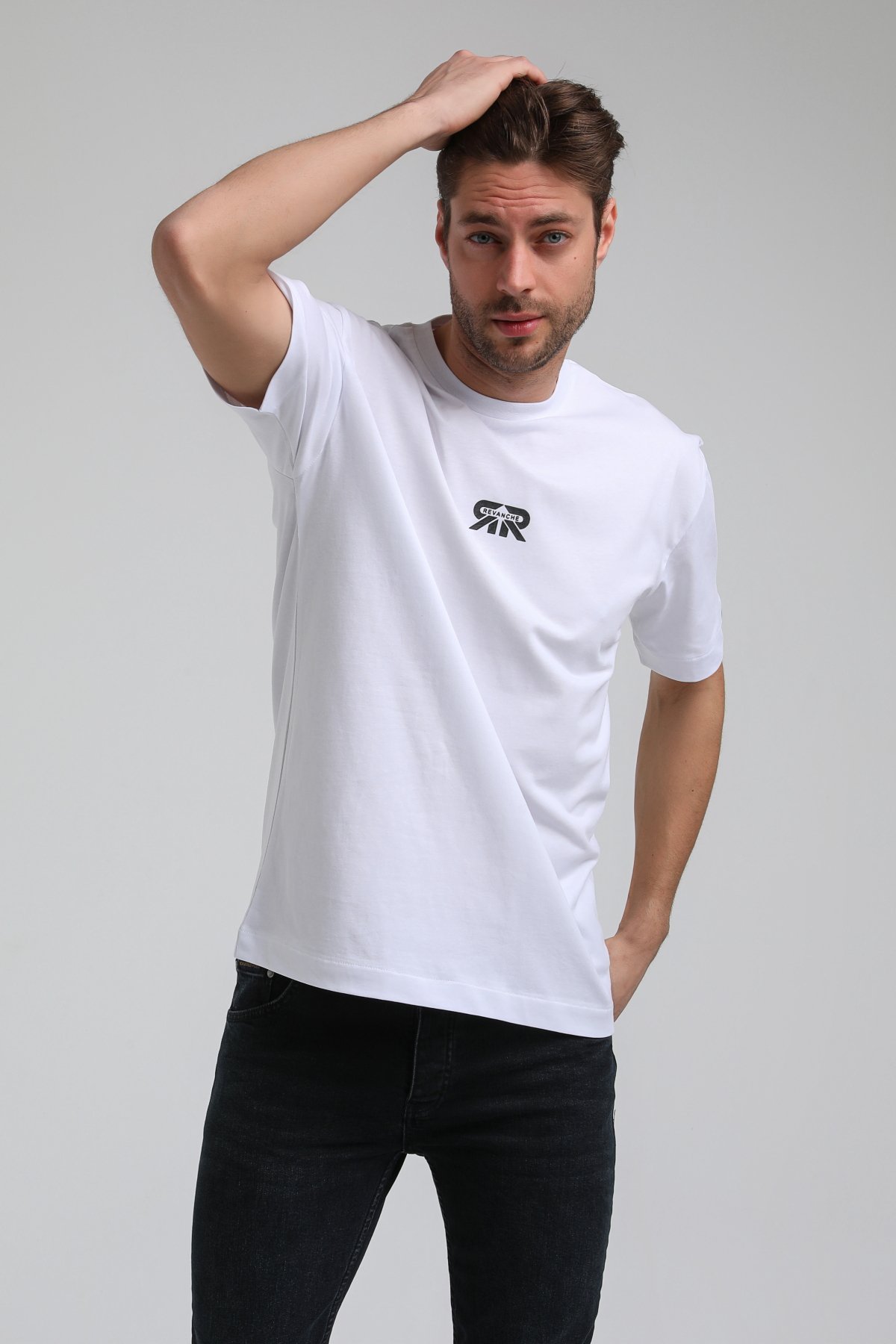 New World Polo Bisiklet Yaka Beyaz Slim Fit Tişört 23SSM20335