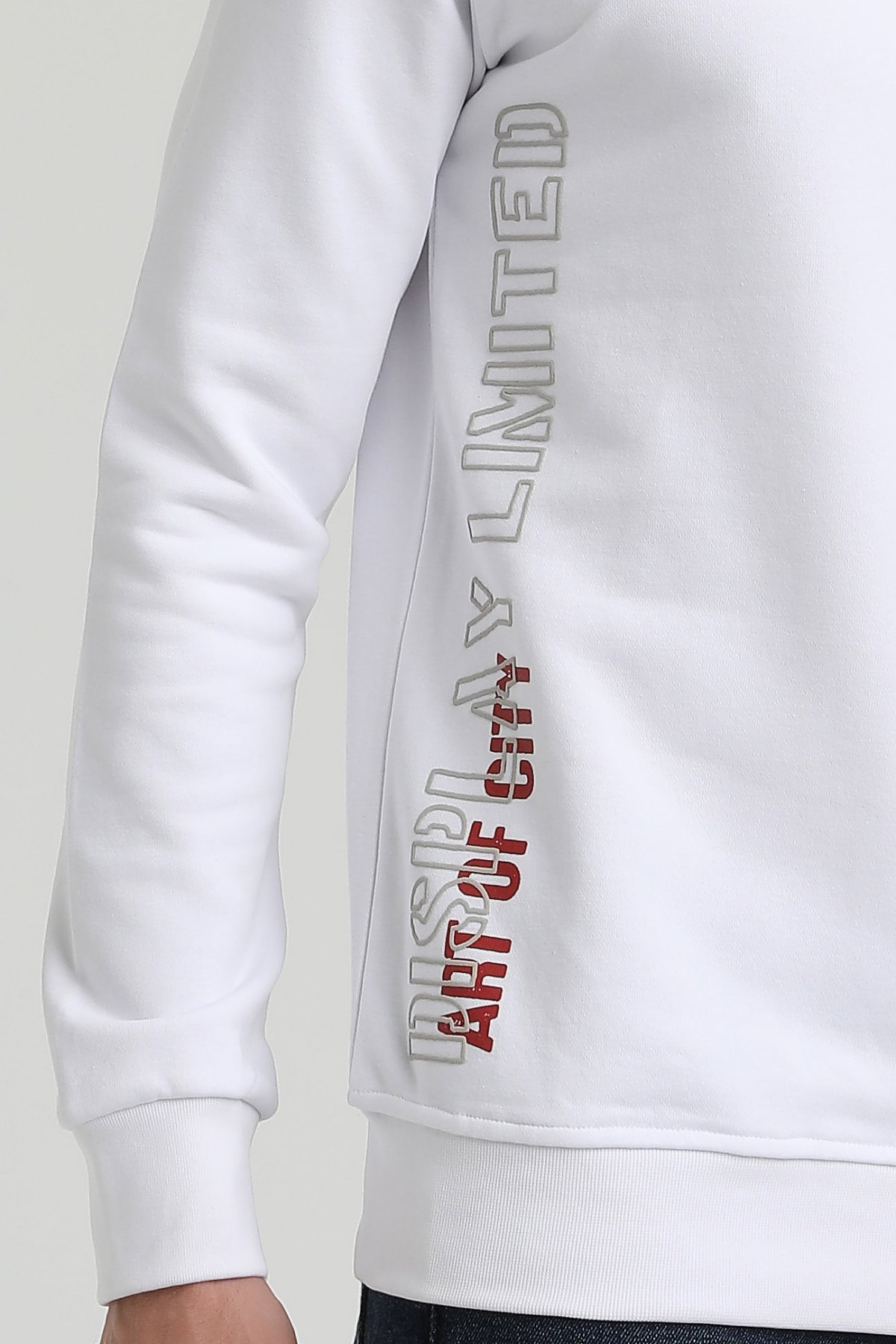 New World Polo Bisiklet Yaka Beyaz Slim Fit Sweatshirt 22FWM60122