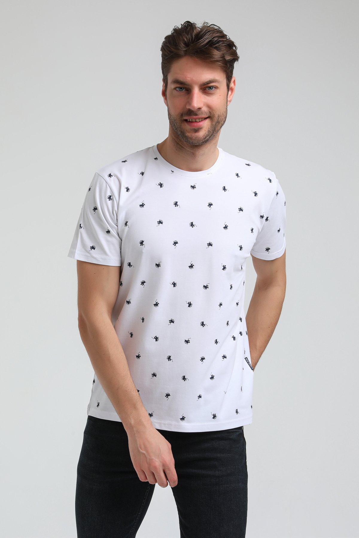 New World Polo Bisiklet Yaka Beyaz Slim Fit Tişört 23SSM20357