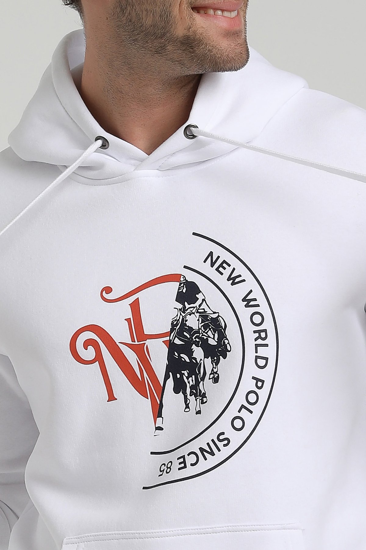 New World Polo Bisiklet Yaka Beyaz Slim Fit Sweatshirt 22FWM64030