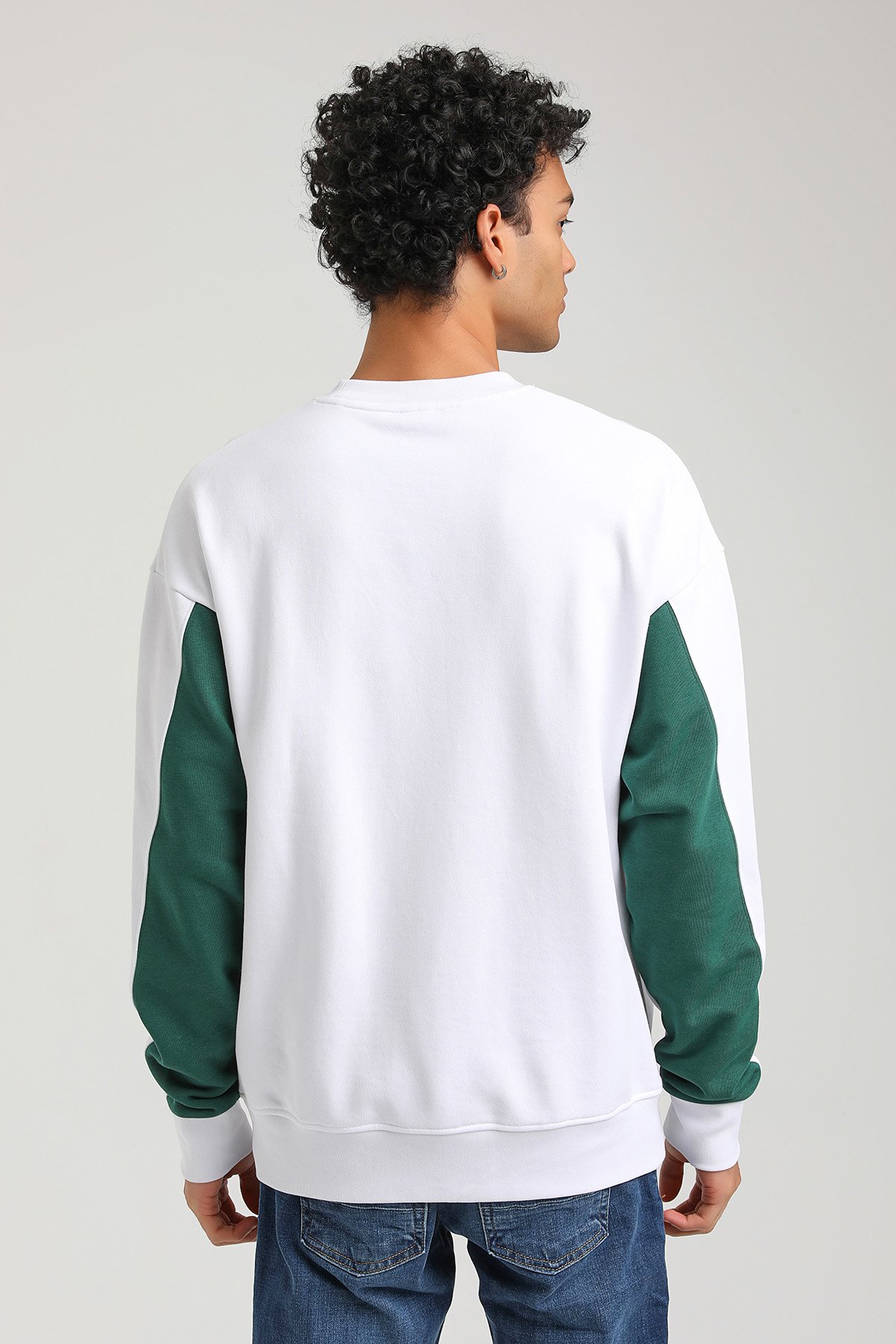 New World Polo Bisiklet Yaka Beyaz Slim Fit Sweatshirt 23FWM60162