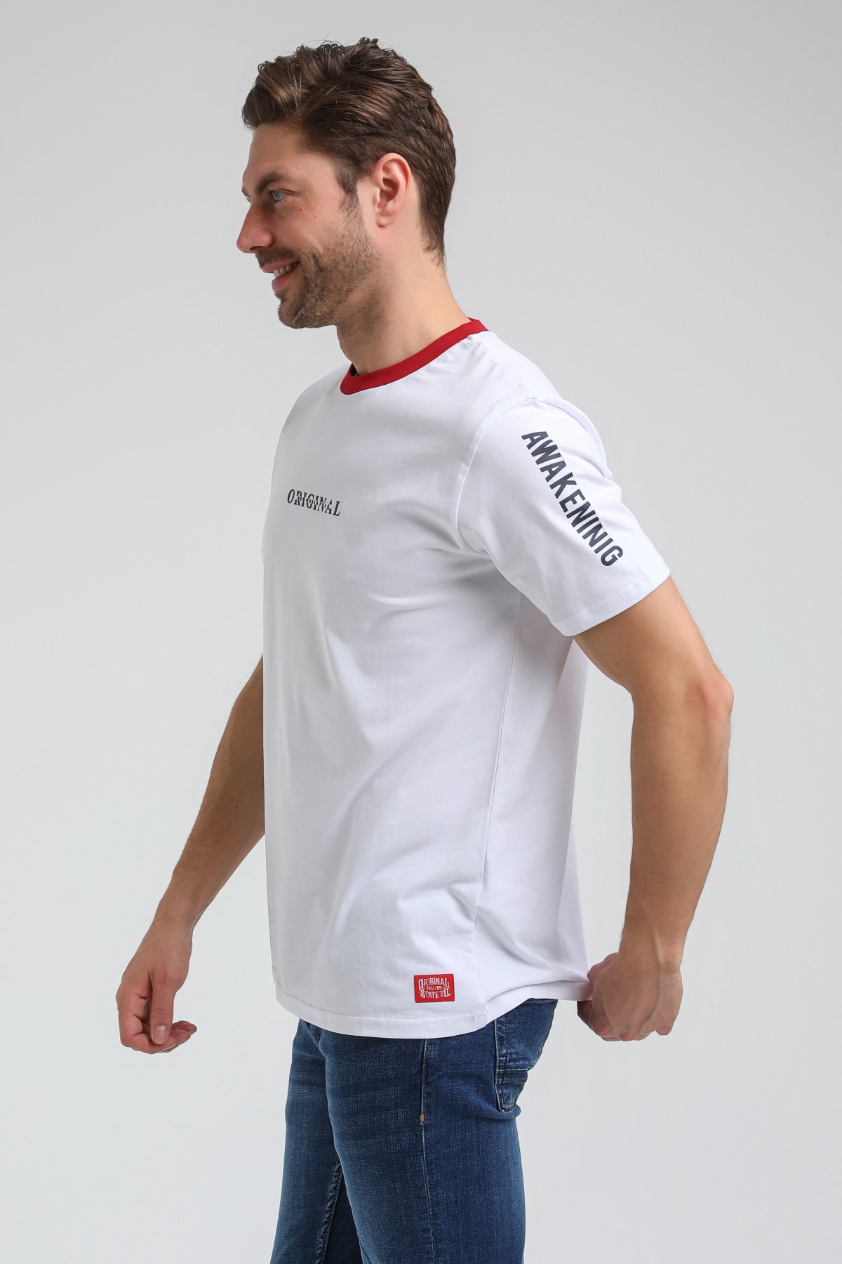 New World Polo Bisiklet Yaka Beyaz Slim Fit Tişört 23SSM20317