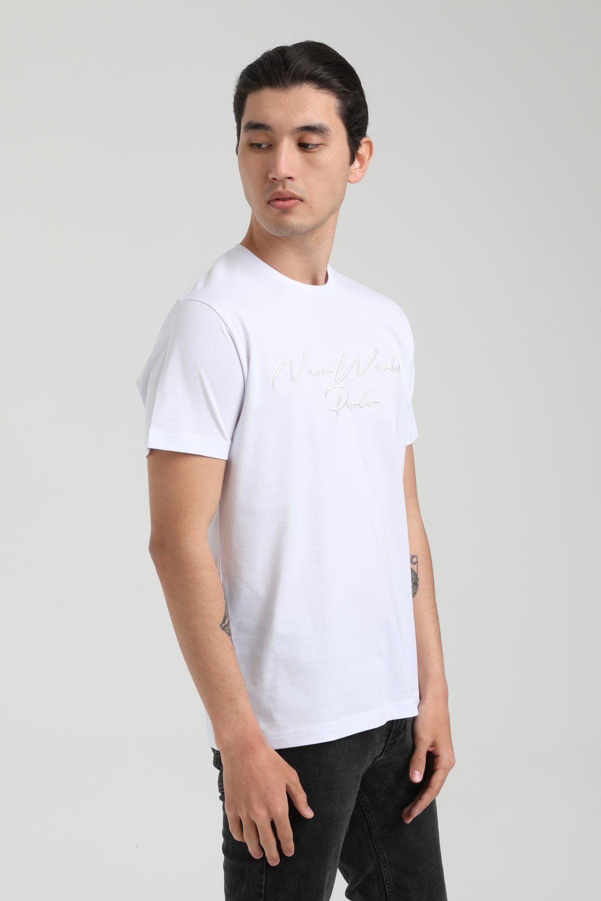 New World Polo Bisiklet Yaka Beyaz Slim Fit Tişört 22.01.T4.003
