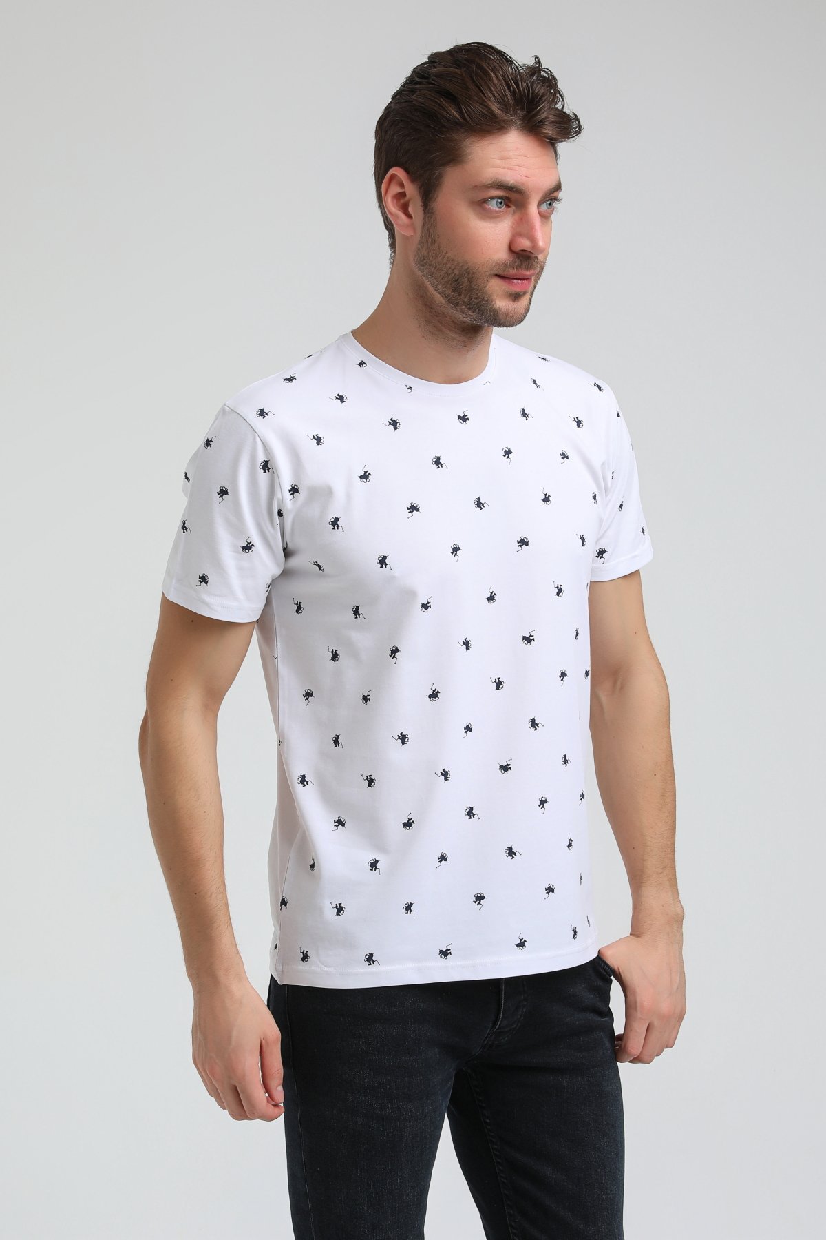 New World Polo Bisiklet Yaka Beyaz Slim Fit Tişört 23SSM20357