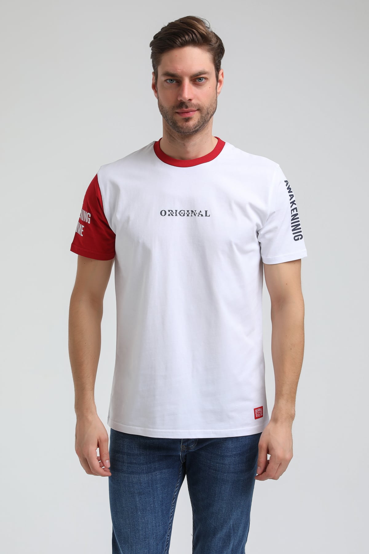 New World Polo Bisiklet Yaka Beyaz Slim Fit Tişört 23SSM20317