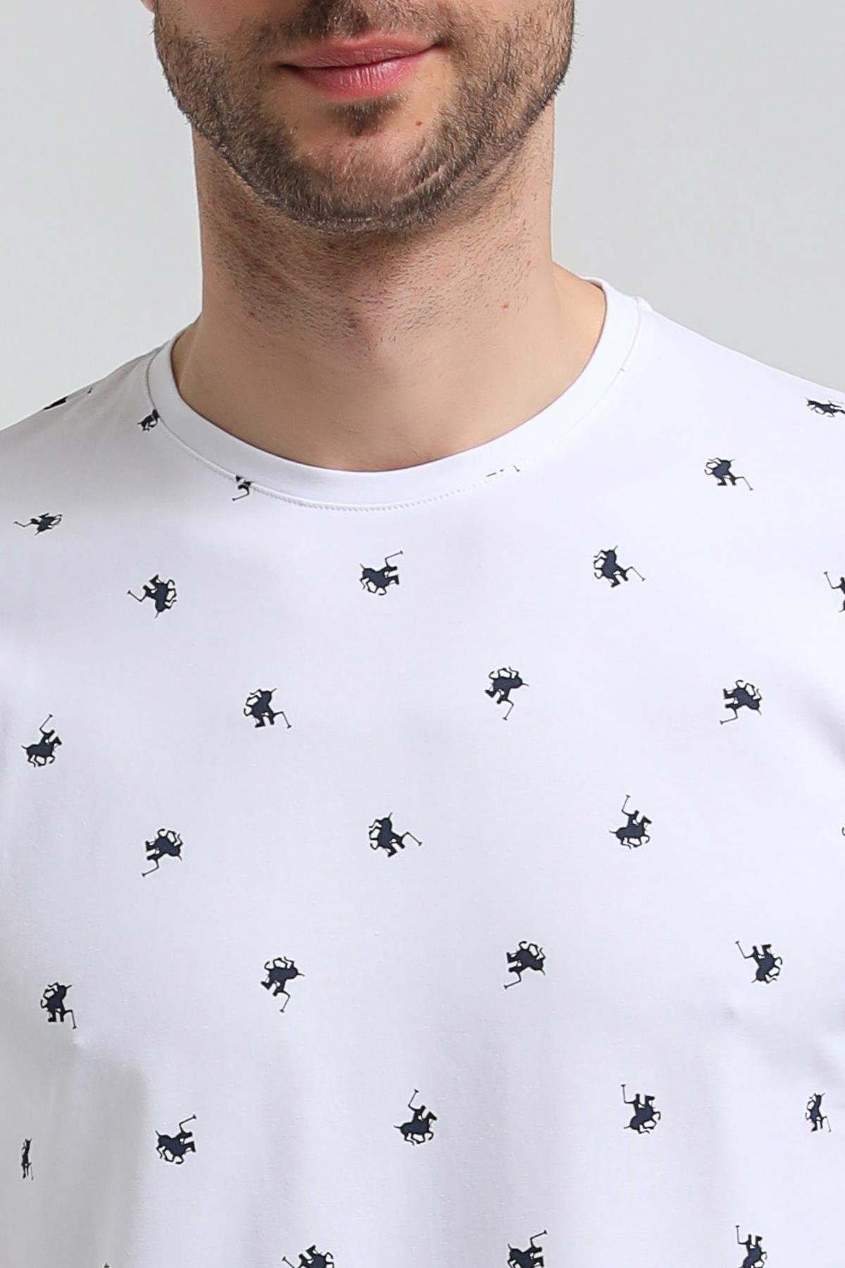 New World Polo Bisiklet Yaka Beyaz Slim Fit Tişört 23SSM20357