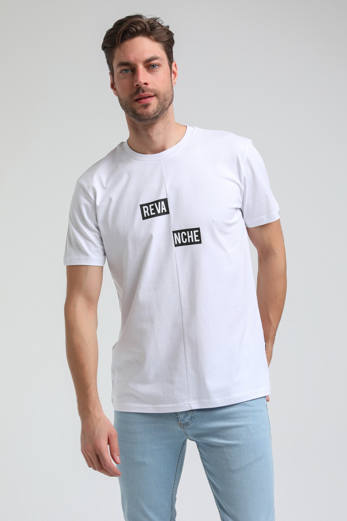 New World Polo Bisiklet Yaka Beyaz Slim Fit Tişört 23SSM20289