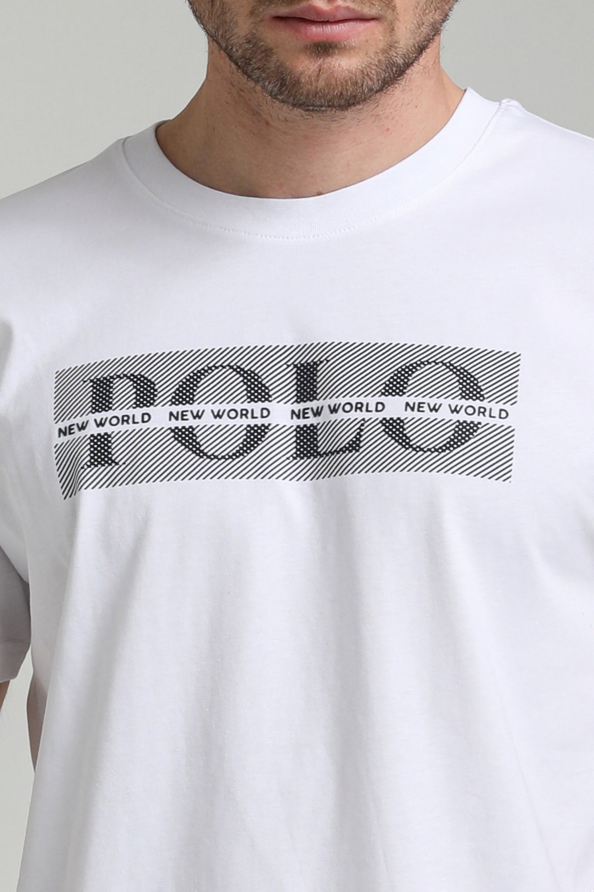 New World Polo Bisiklet Yaka Beyaz Slim Fit Tişört 23SSM20297