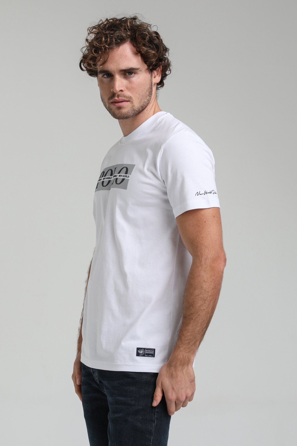 New World Polo Bisiklet Yaka Beyaz Slim Fit Tişört 23SSM20297