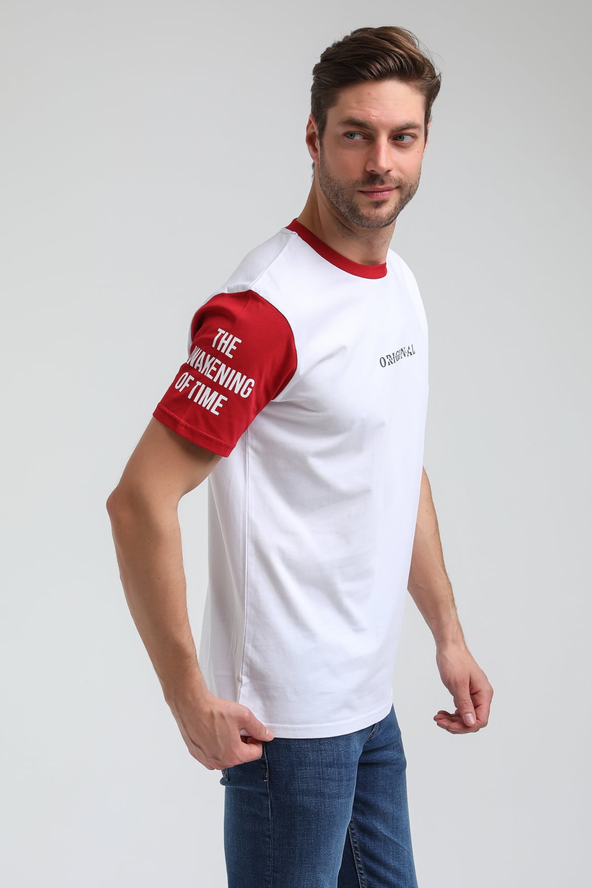 New World Polo Bisiklet Yaka Beyaz Slim Fit Tişört 23SSM20317