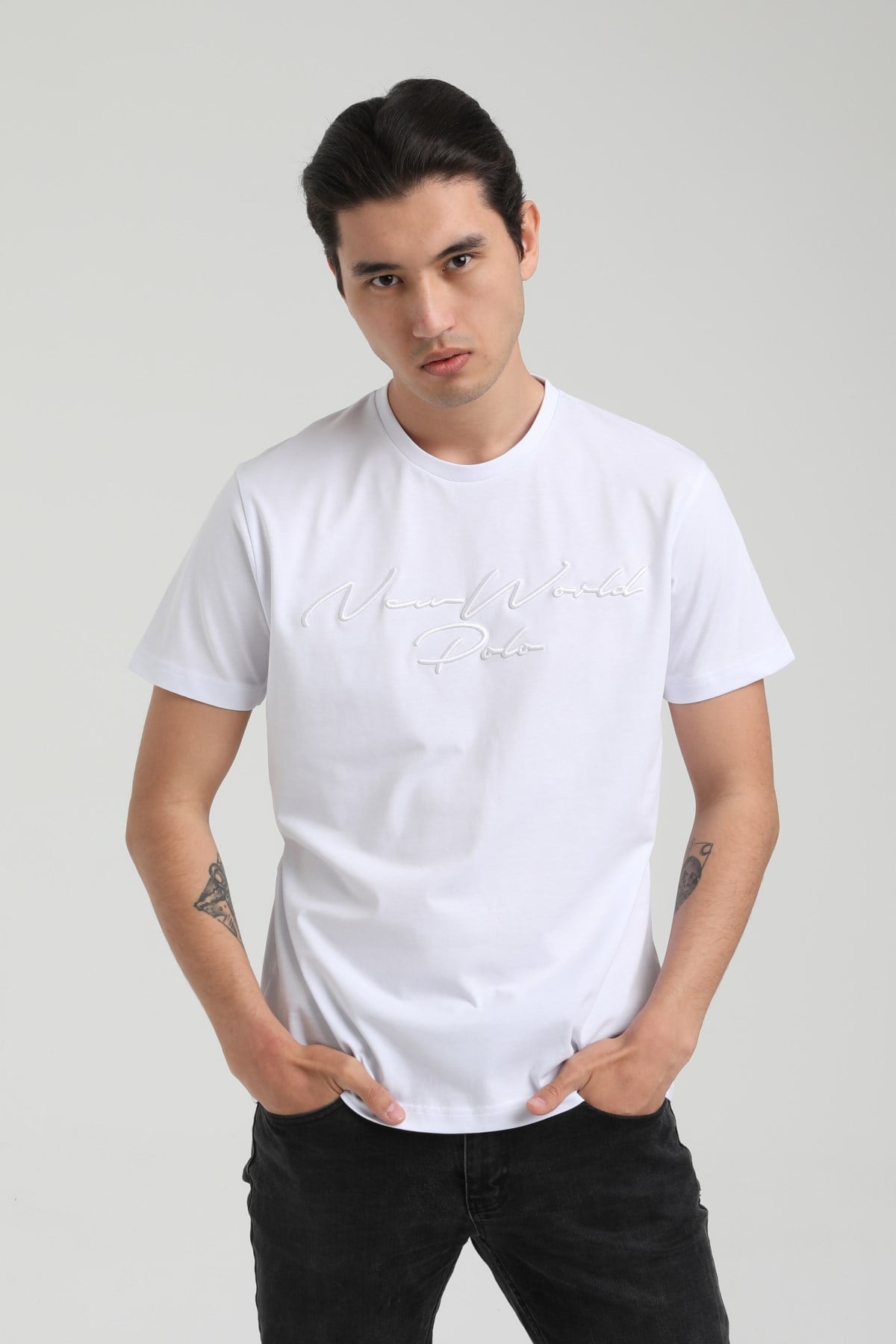 New World Polo Bisiklet Yaka Beyaz Slim Fit Tişört 22.01.T4.003
