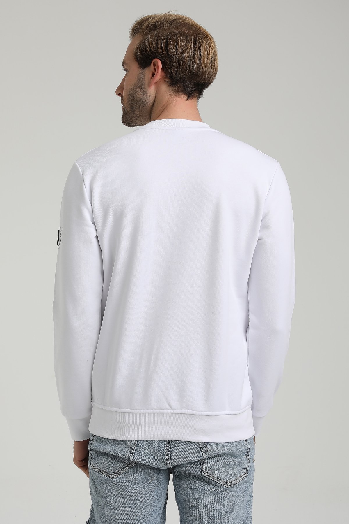 New World Polo Bisiklet Yaka Beyaz Slim Fit Sweatshirt 22FWM60120