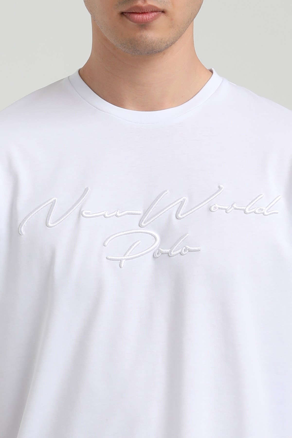 New World Polo Bisiklet Yaka Beyaz Slim Fit Tişört 22.01.T4.003