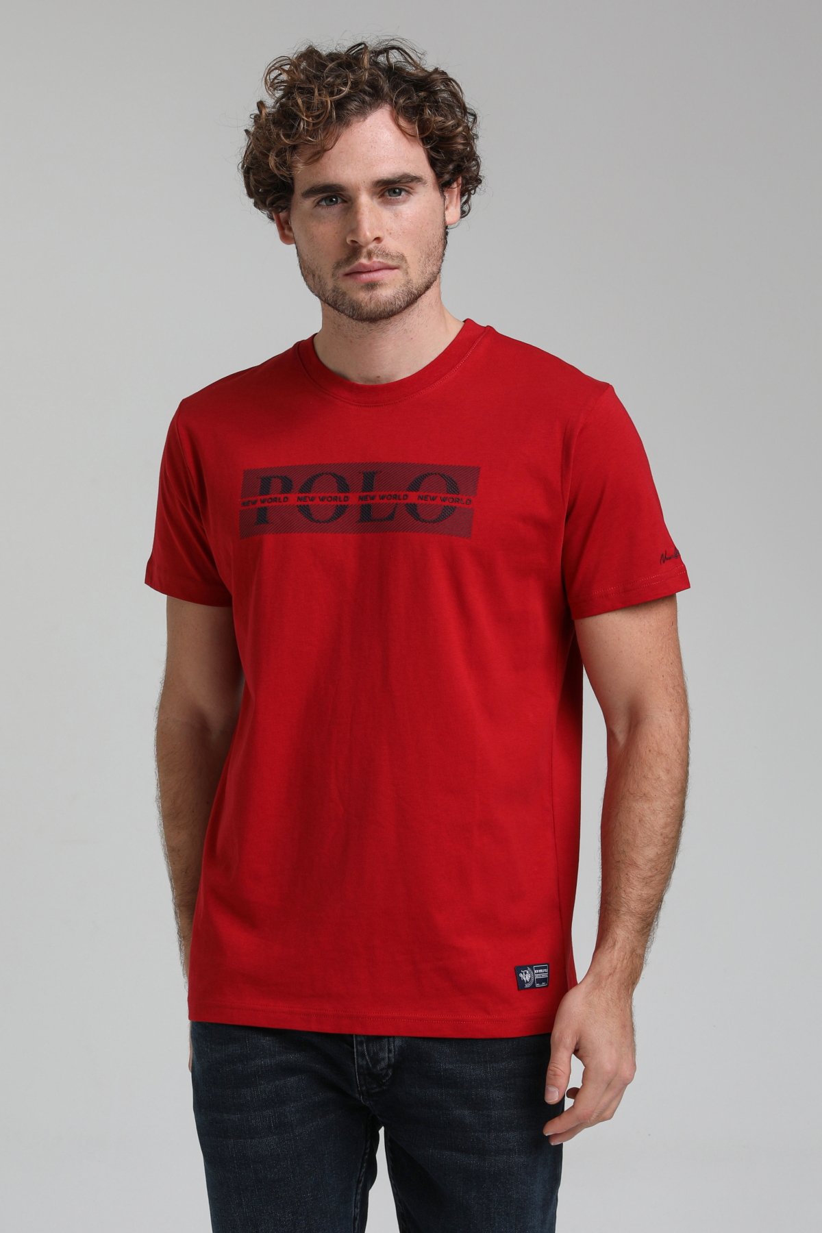 New World Polo Bisiklet Yaka Bordo Regular Custom Tişört 23SSM20302