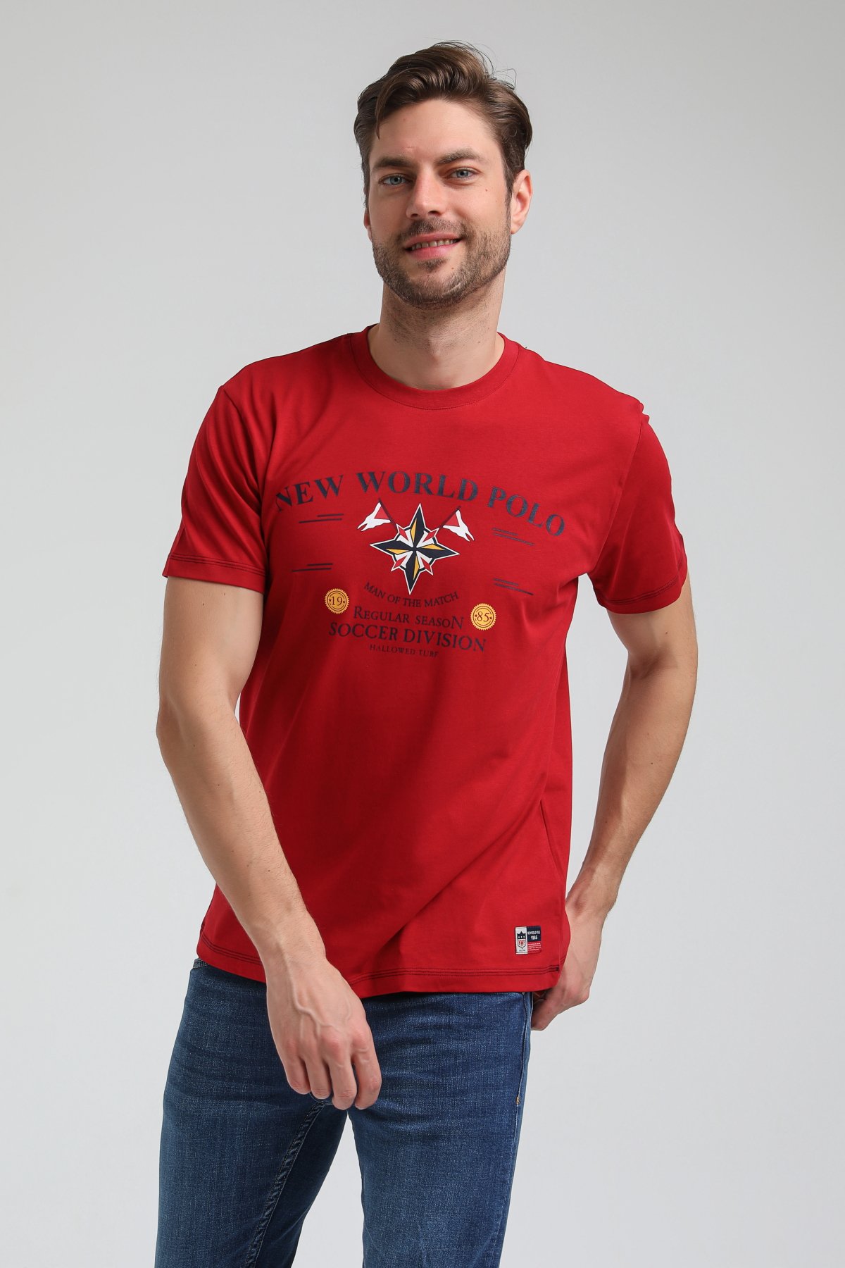 New World Polo Bisiklet Yaka Bordo Slim Fit Tişört 23SSM20318