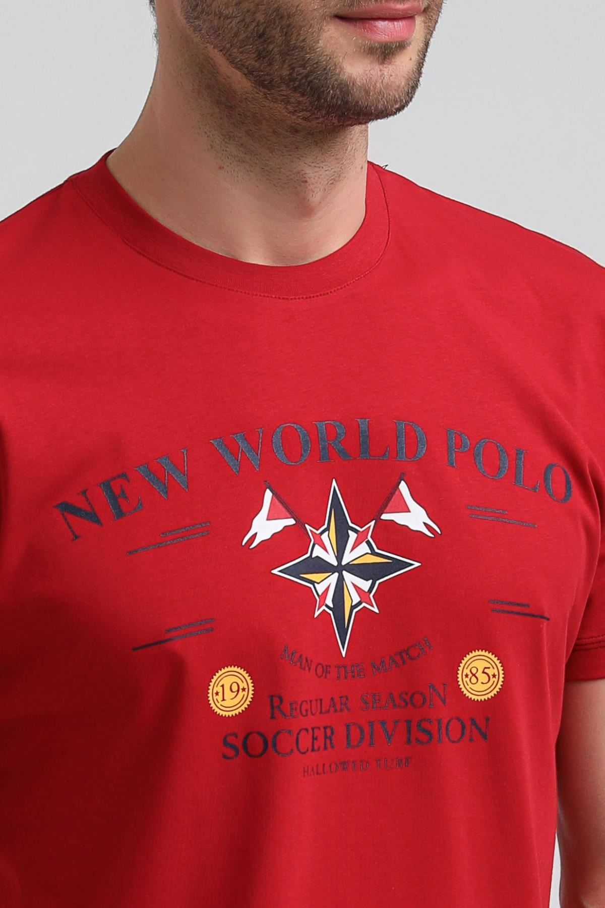 New World Polo Bisiklet Yaka Bordo Slim Fit Tişört 23SSM20318