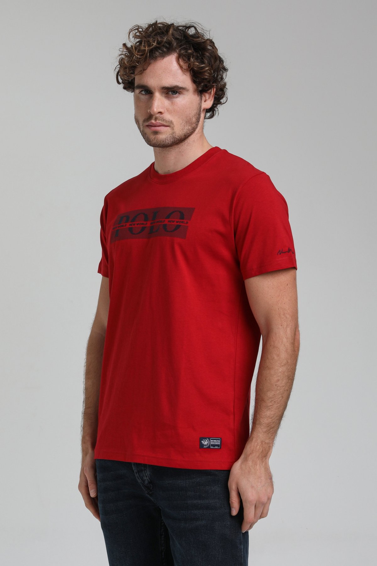 New World Polo Bisiklet Yaka Bordo Slim Fit Tişört 23SSM20297