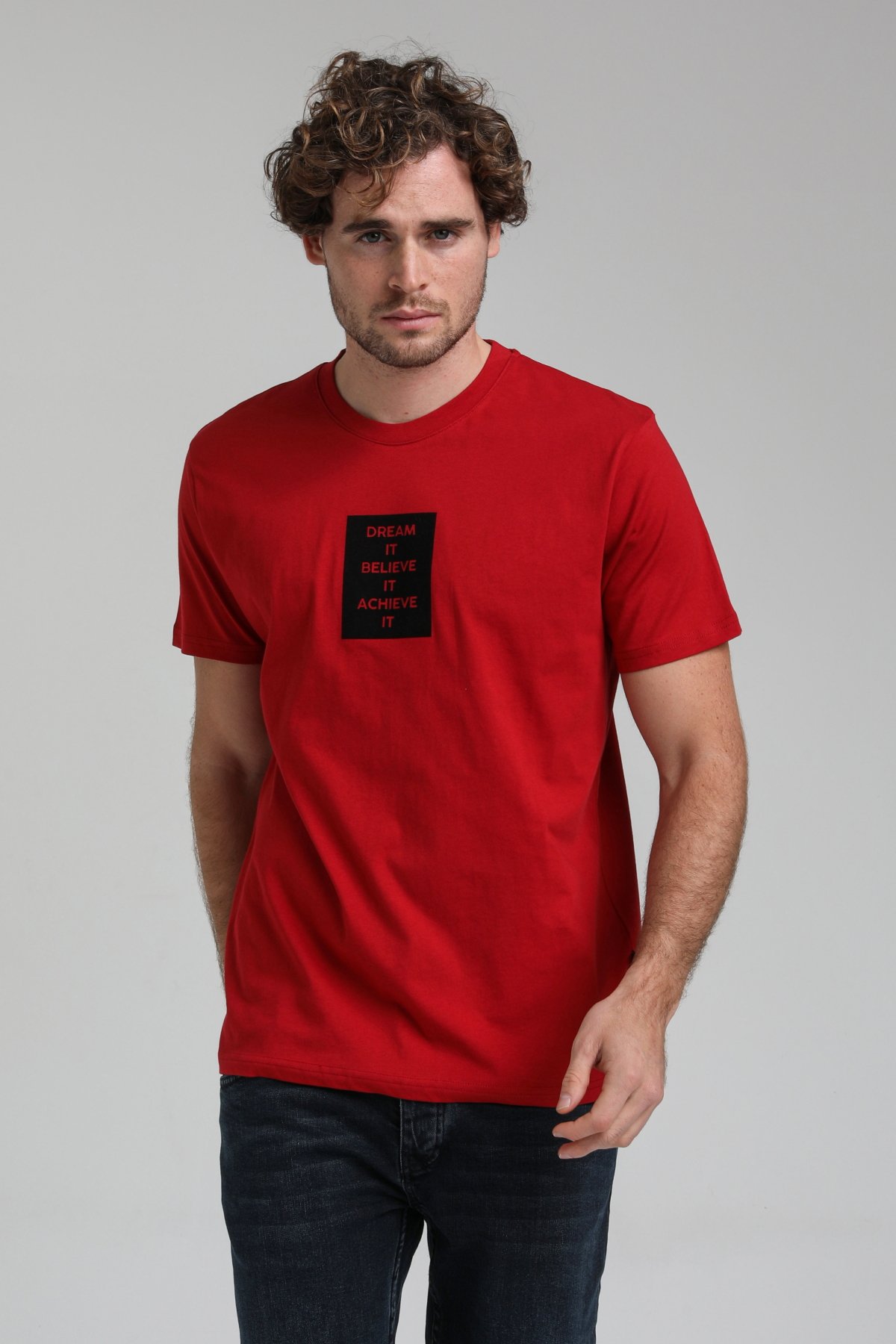 New World Polo Bisiklet Yaka Bordo Slim Fit Tişört 23SSM20288