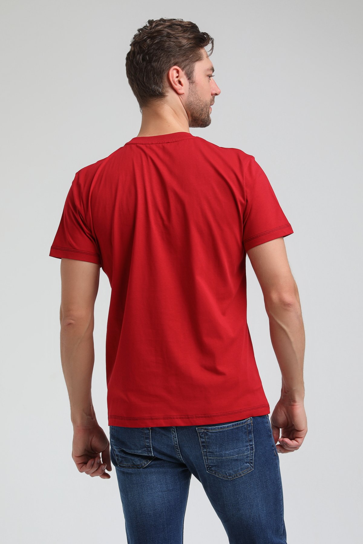 New World Polo Bisiklet Yaka Bordo Slim Fit Tişört 23SSM20318