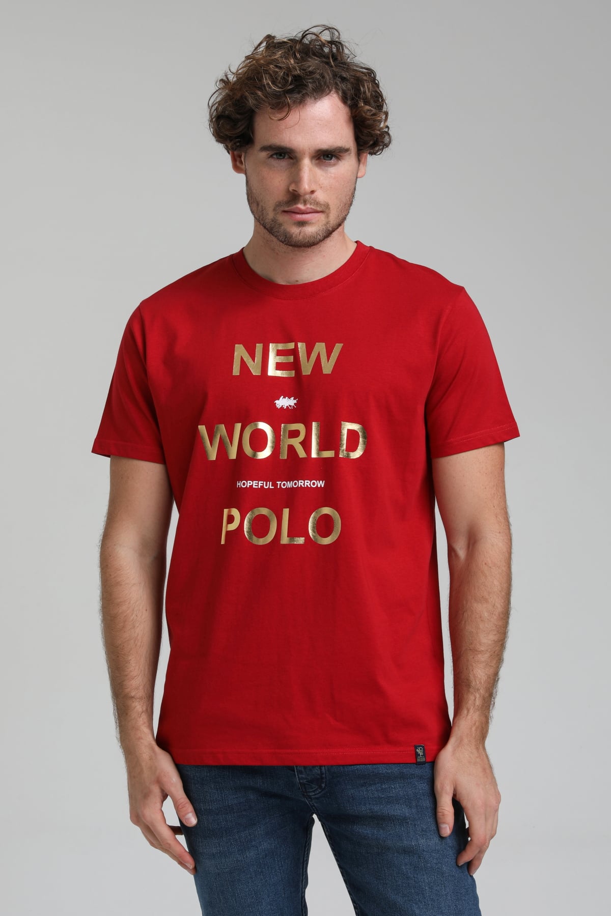 New World Polo Bisiklet Yaka Bordo Slim Fit Tişört 23SSM20298
