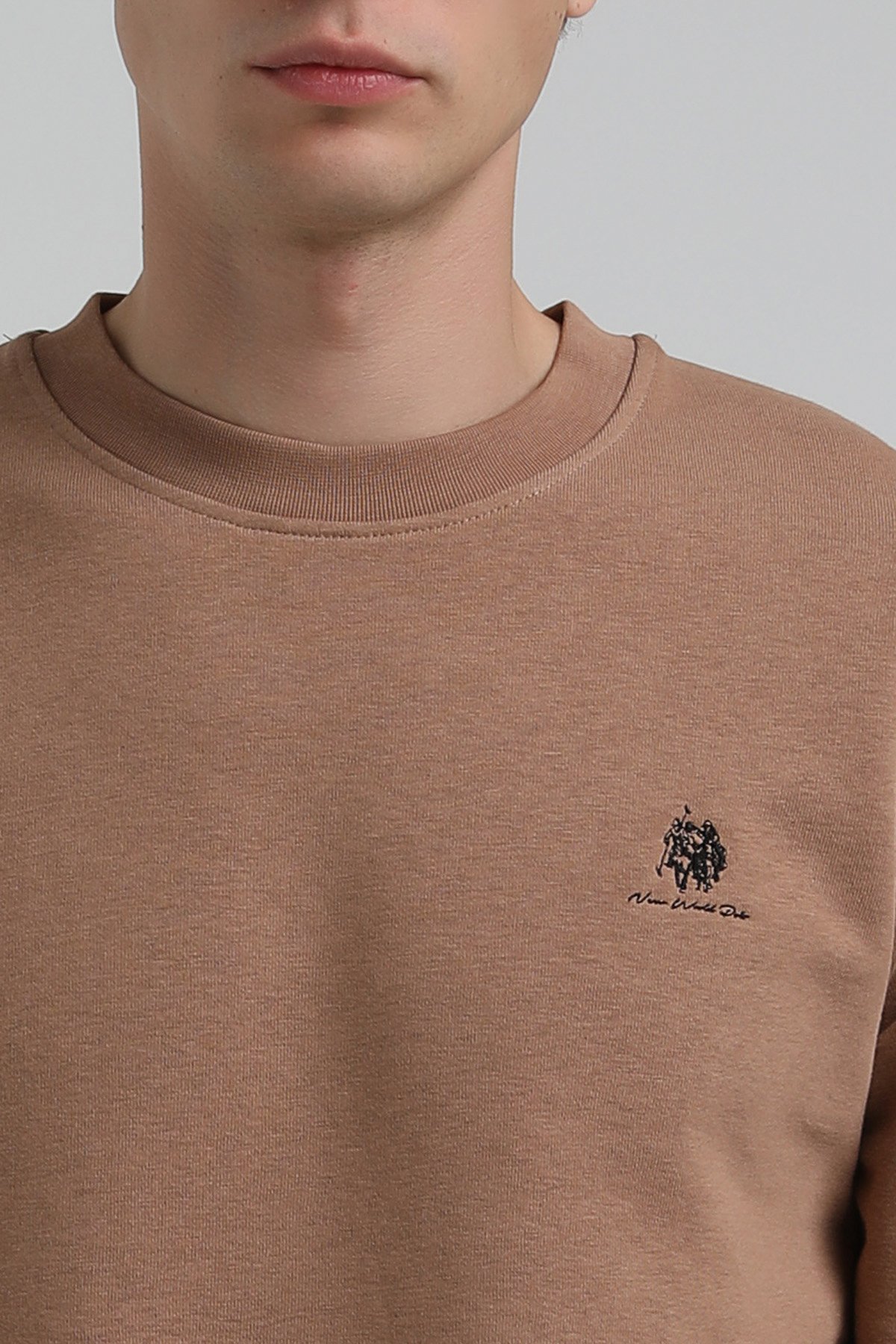 New World Polo Bisiklet Yaka Camel Regular Sweatshirt 22FWM60115