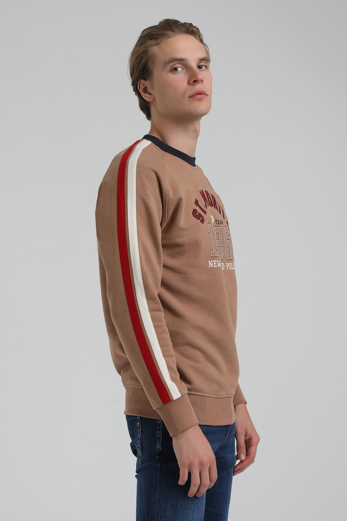 New World Polo Bisiklet Yaka Camel Regular Sweatshirt 22FWM60138