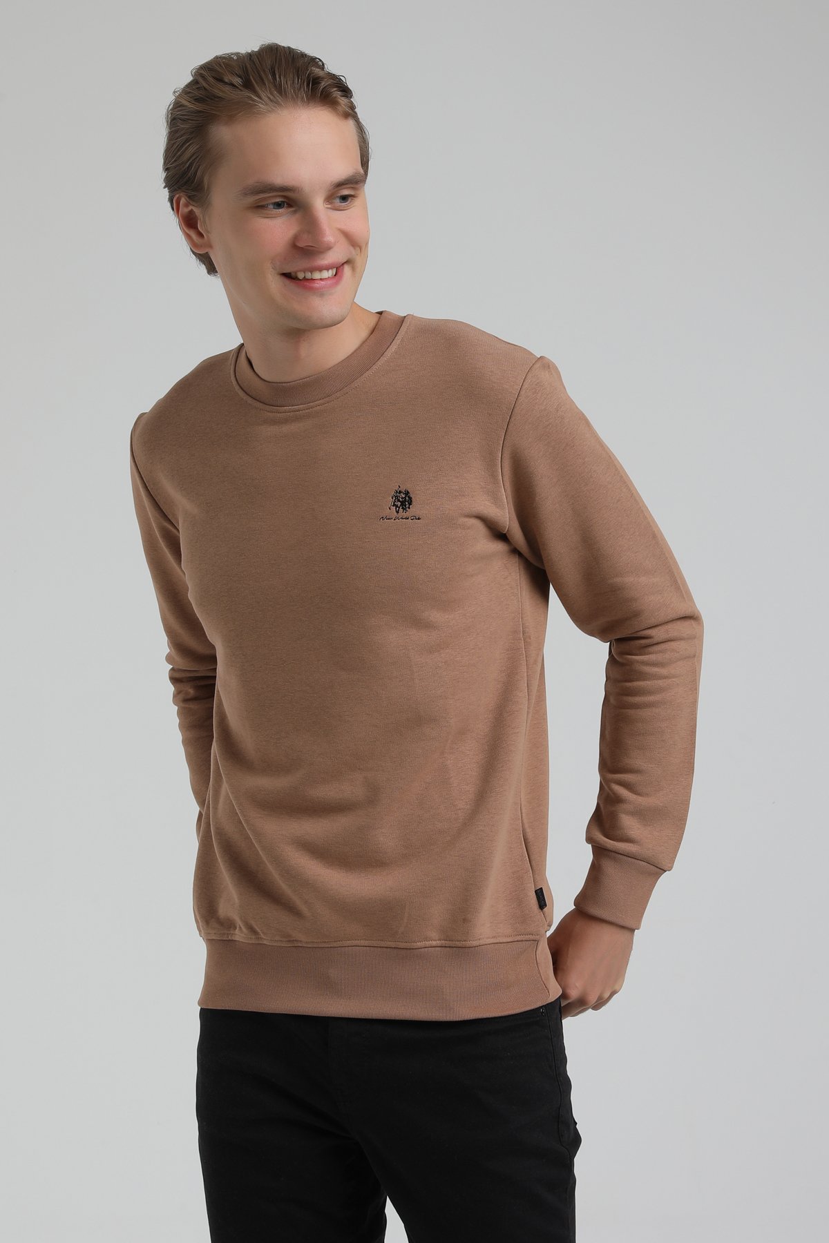 New World Polo Bisiklet Yaka Camel Regular Sweatshirt 22FWM60115