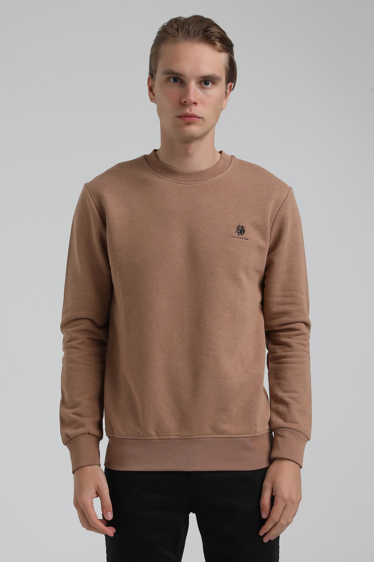 New World Polo Bisiklet Yaka Camel Regular Sweatshirt 22FWM60115