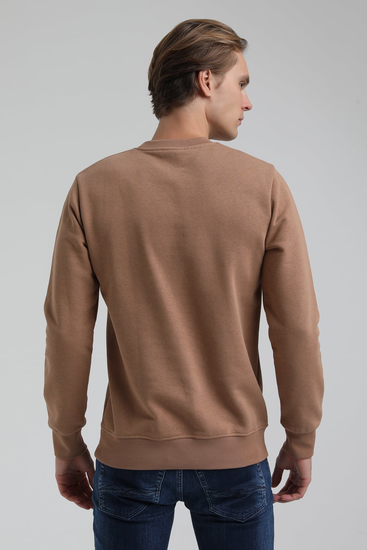 New World Polo Bisiklet Yaka Camel Regular Sweatshirt 22FWM60140