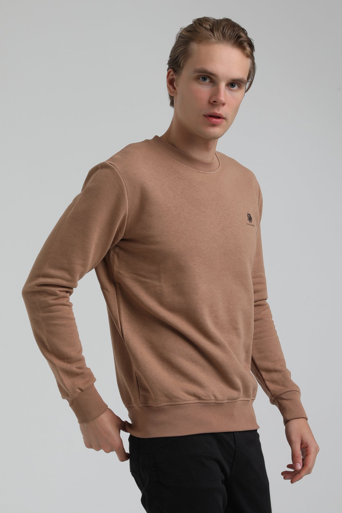 New World Polo Bisiklet Yaka Camel Regular Sweatshirt 22FWM60115