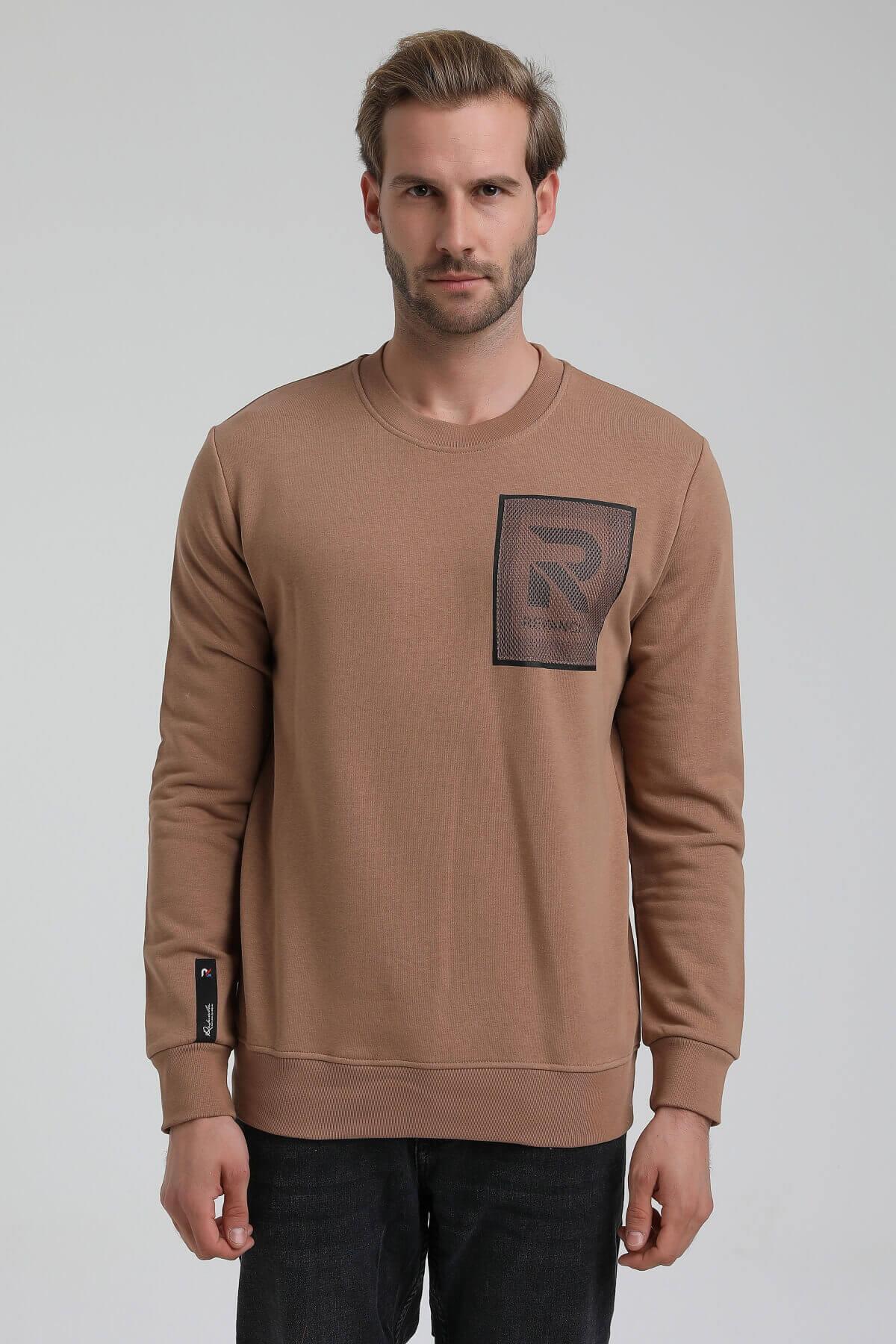 New World Polo Bisiklet Yaka Camel Slim Fit Sweatshirt 22FWM60119