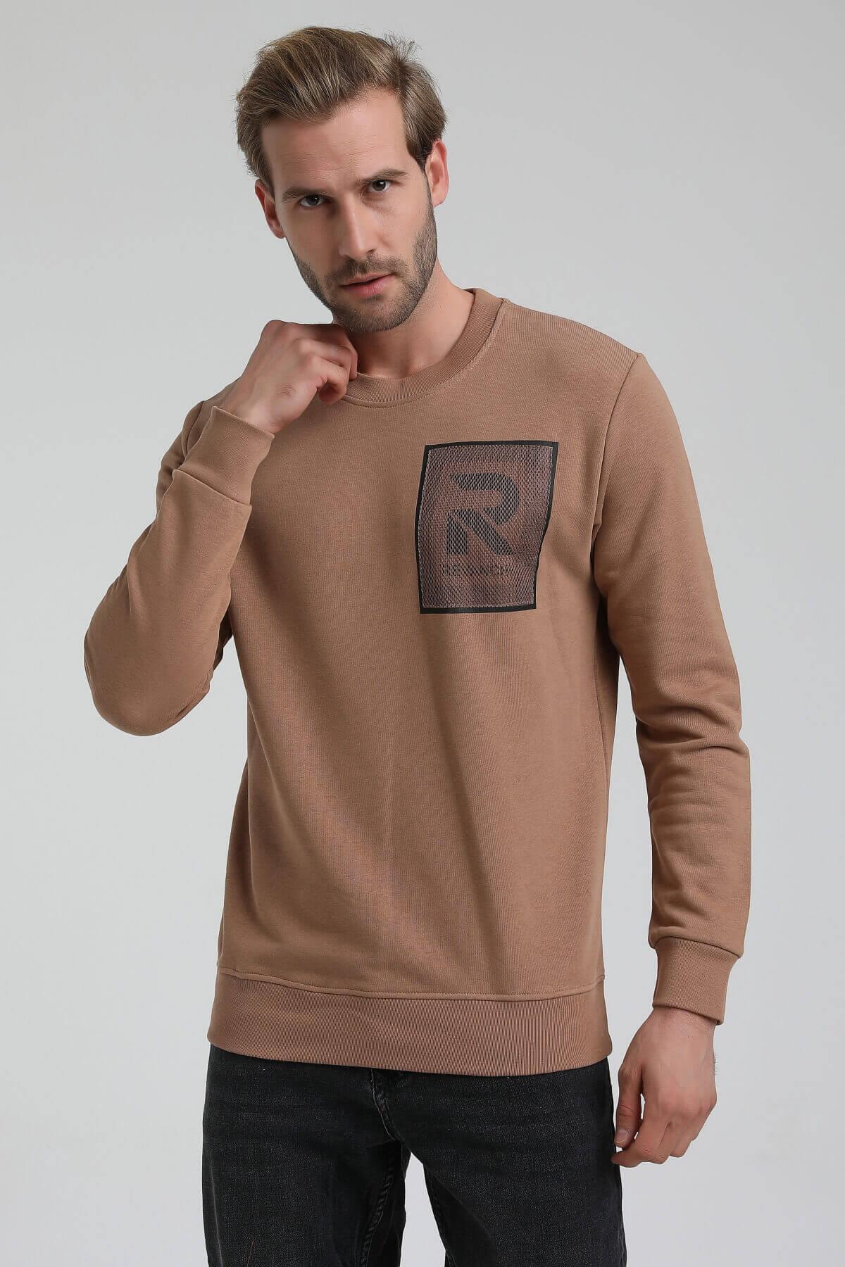 New World Polo Bisiklet Yaka Camel Slim Fit Sweatshirt 22FWM60119