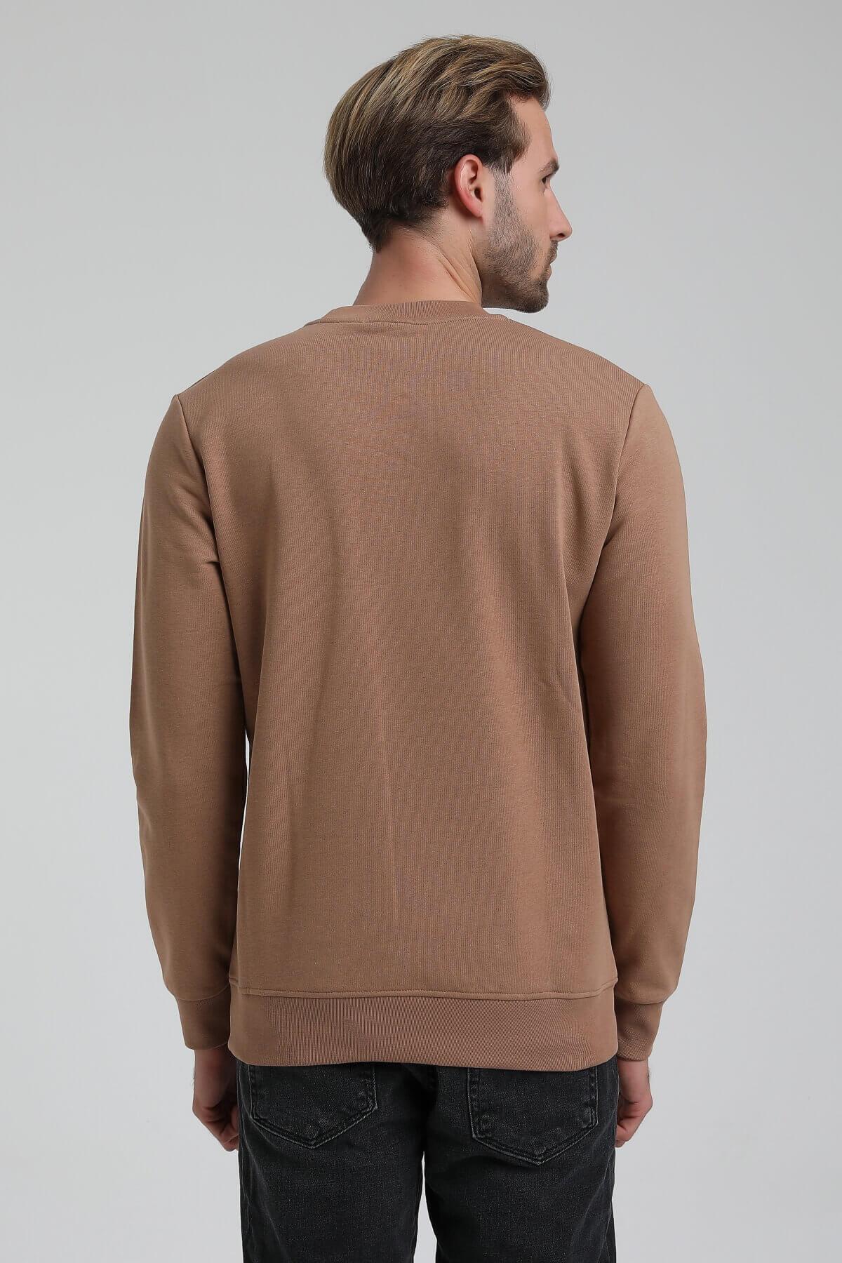 New World Polo Bisiklet Yaka Camel Slim Fit Sweatshirt 22FWM60119