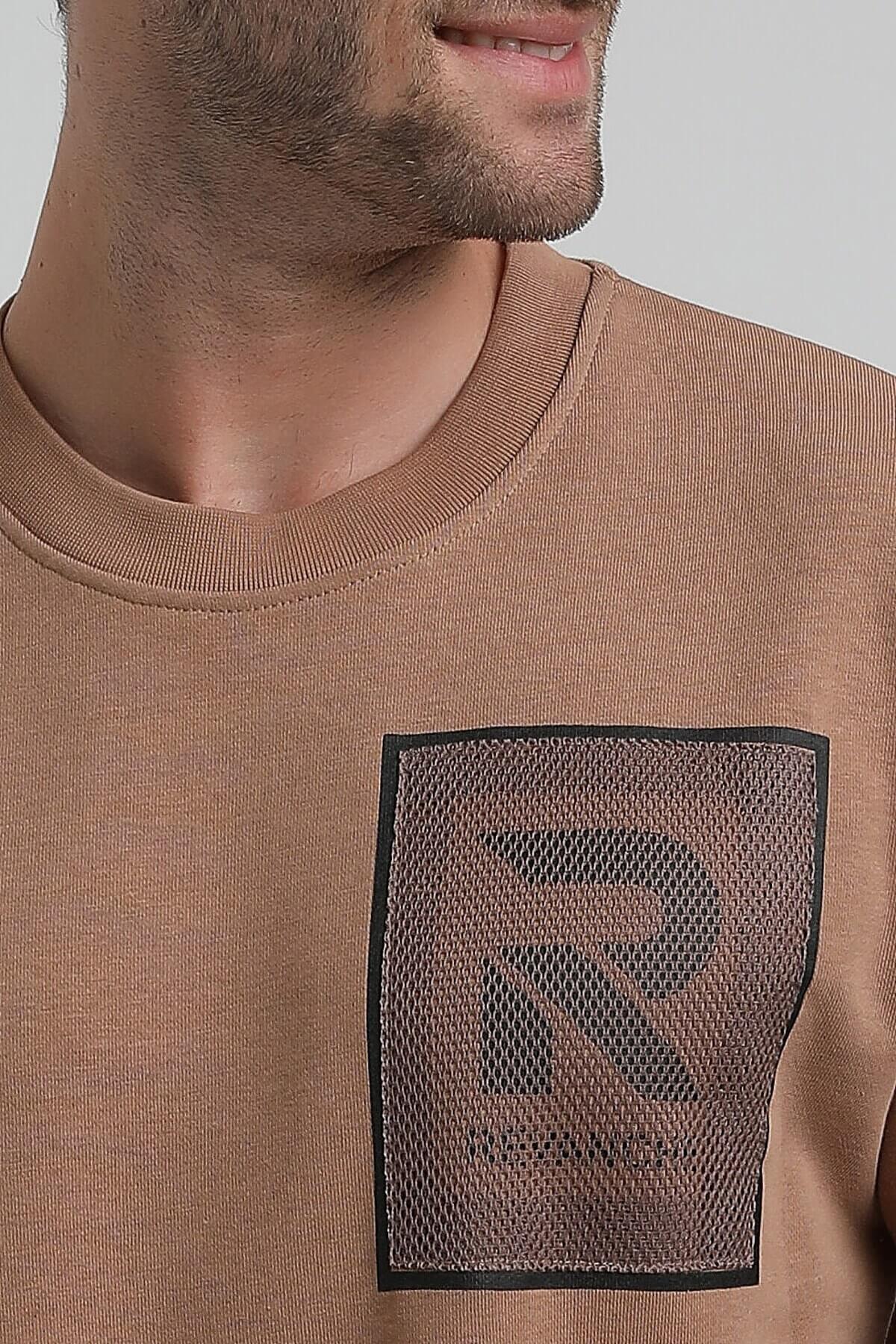 New World Polo Bisiklet Yaka Camel Slim Fit Sweatshirt 22FWM60119
