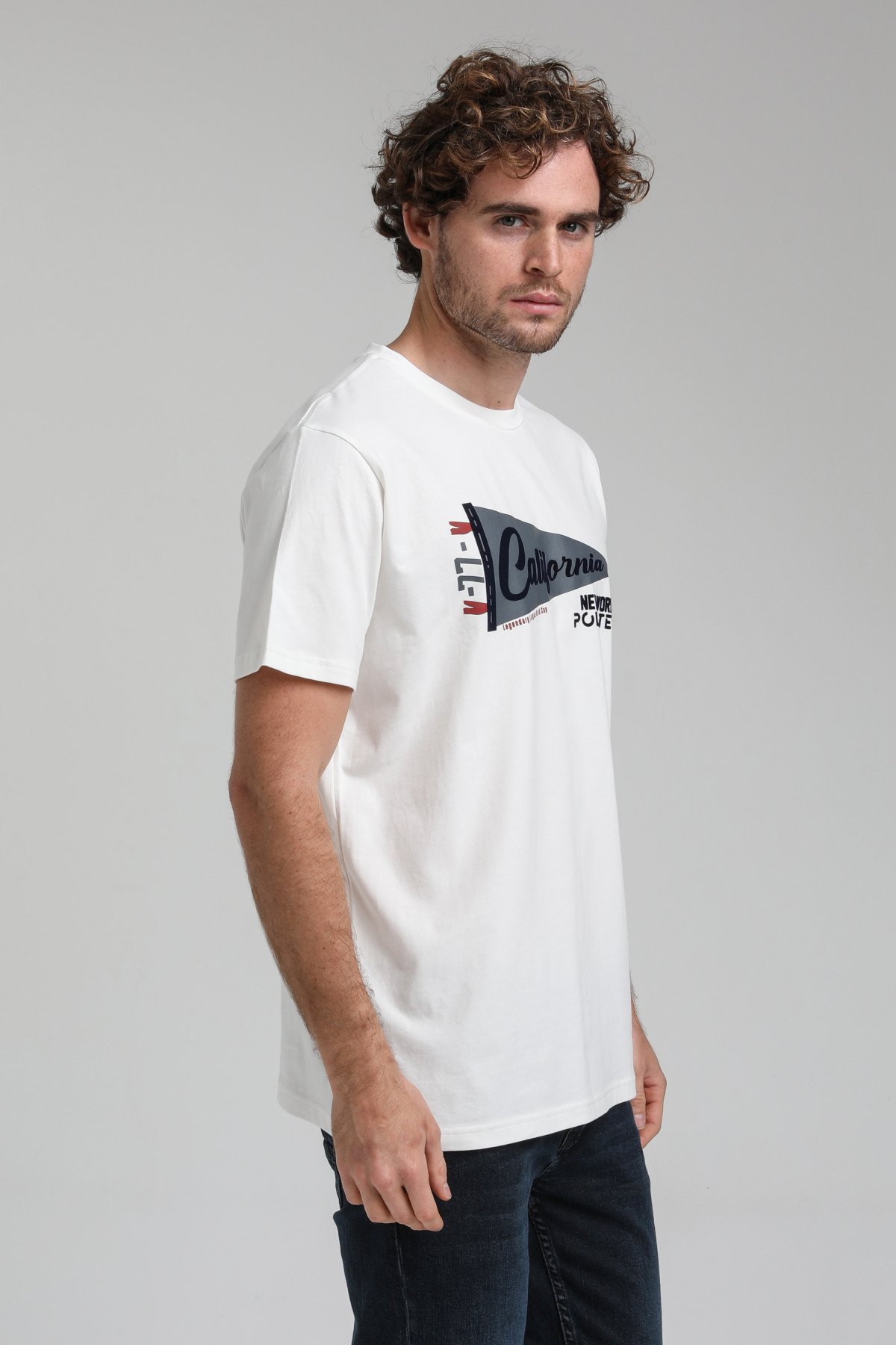 New World Polo Bisiklet Yaka Ekru Regular Custom Tişört 23SSM20300