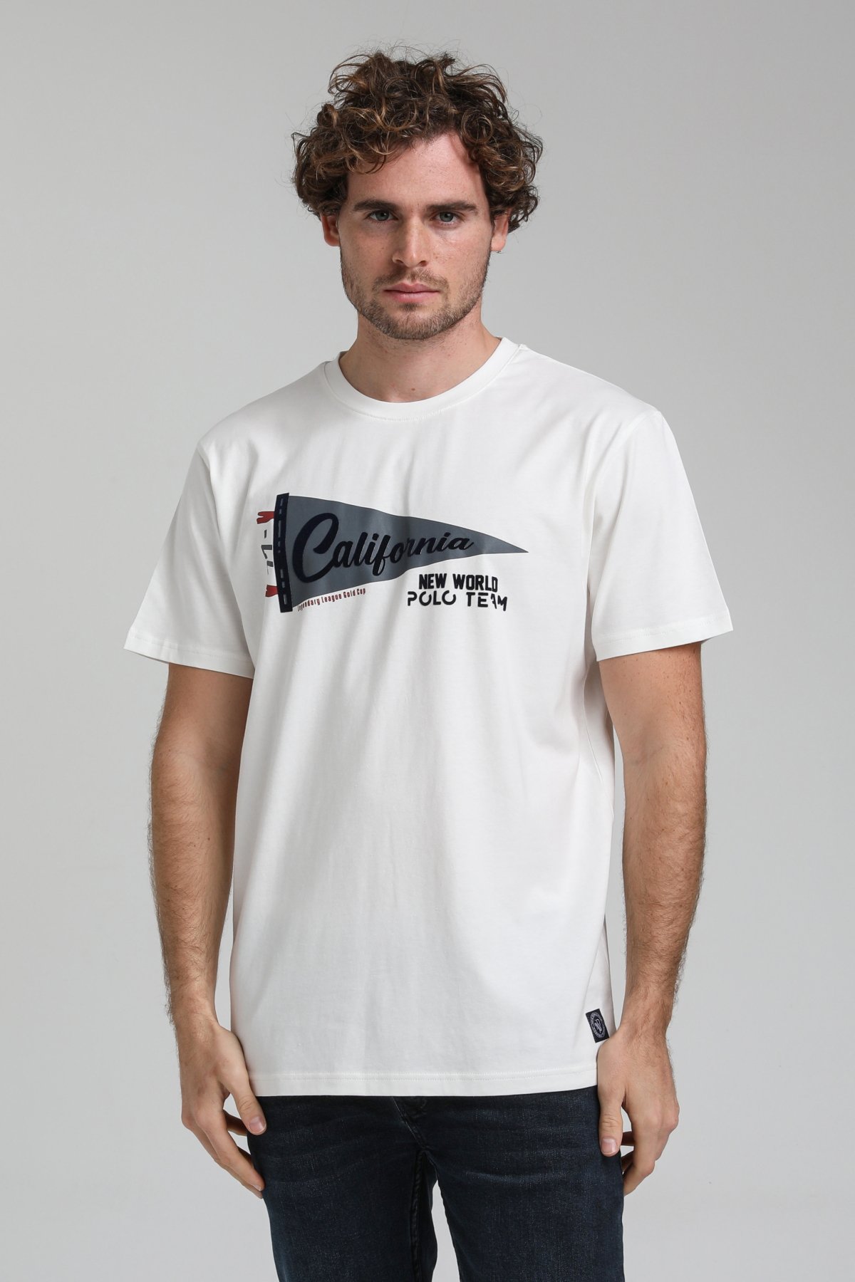 New World Polo Bisiklet Yaka Ekru Regular Custom Tişört 23SSM20300