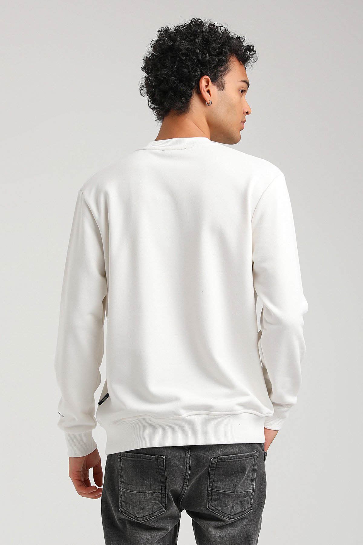New World Polo Bisiklet Yaka Ekru Regular Custom Sweatshirt 23FWM60144