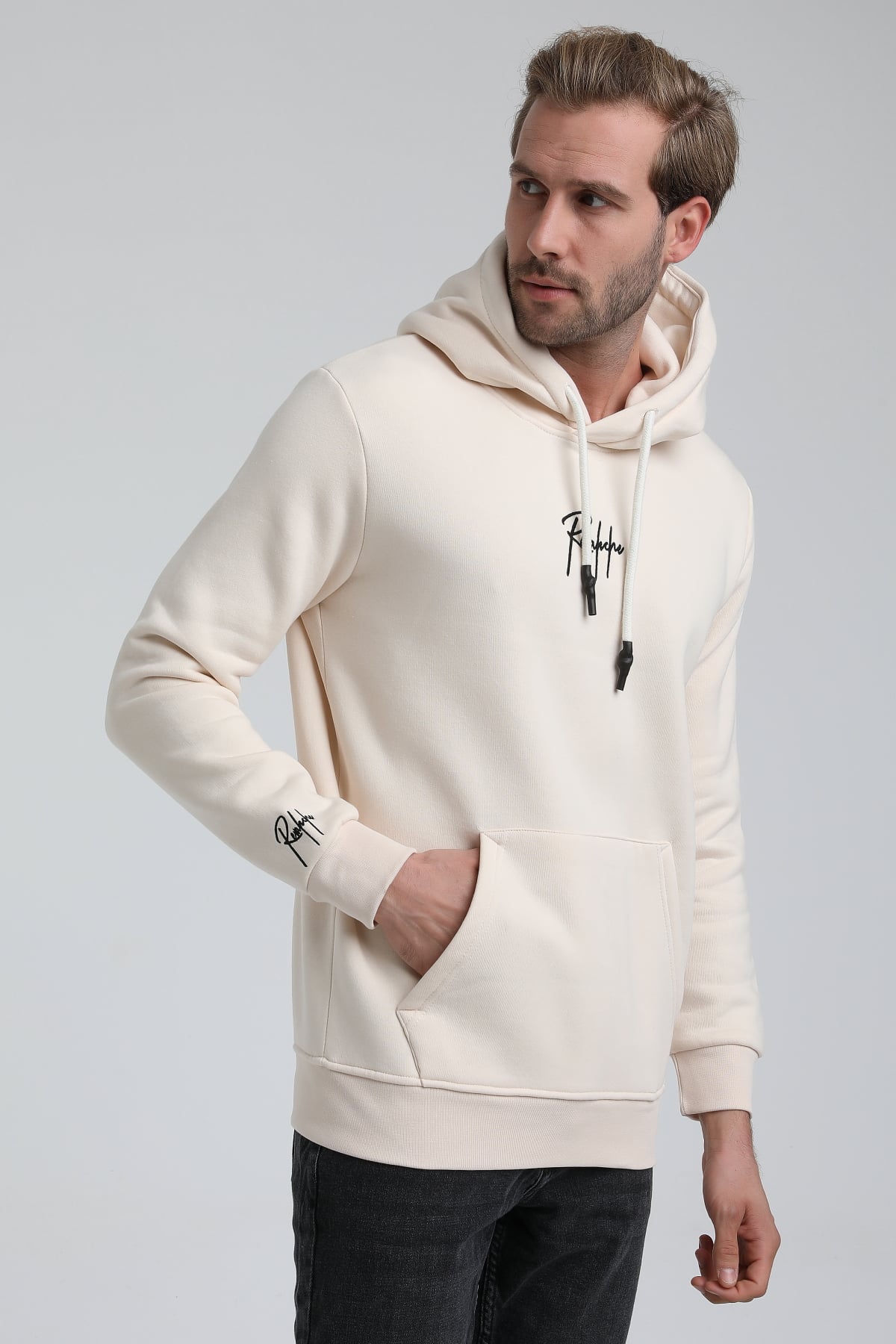 New World Polo Bisiklet Yaka Ekru Slim Fit Sweatshirt 22FWM64034