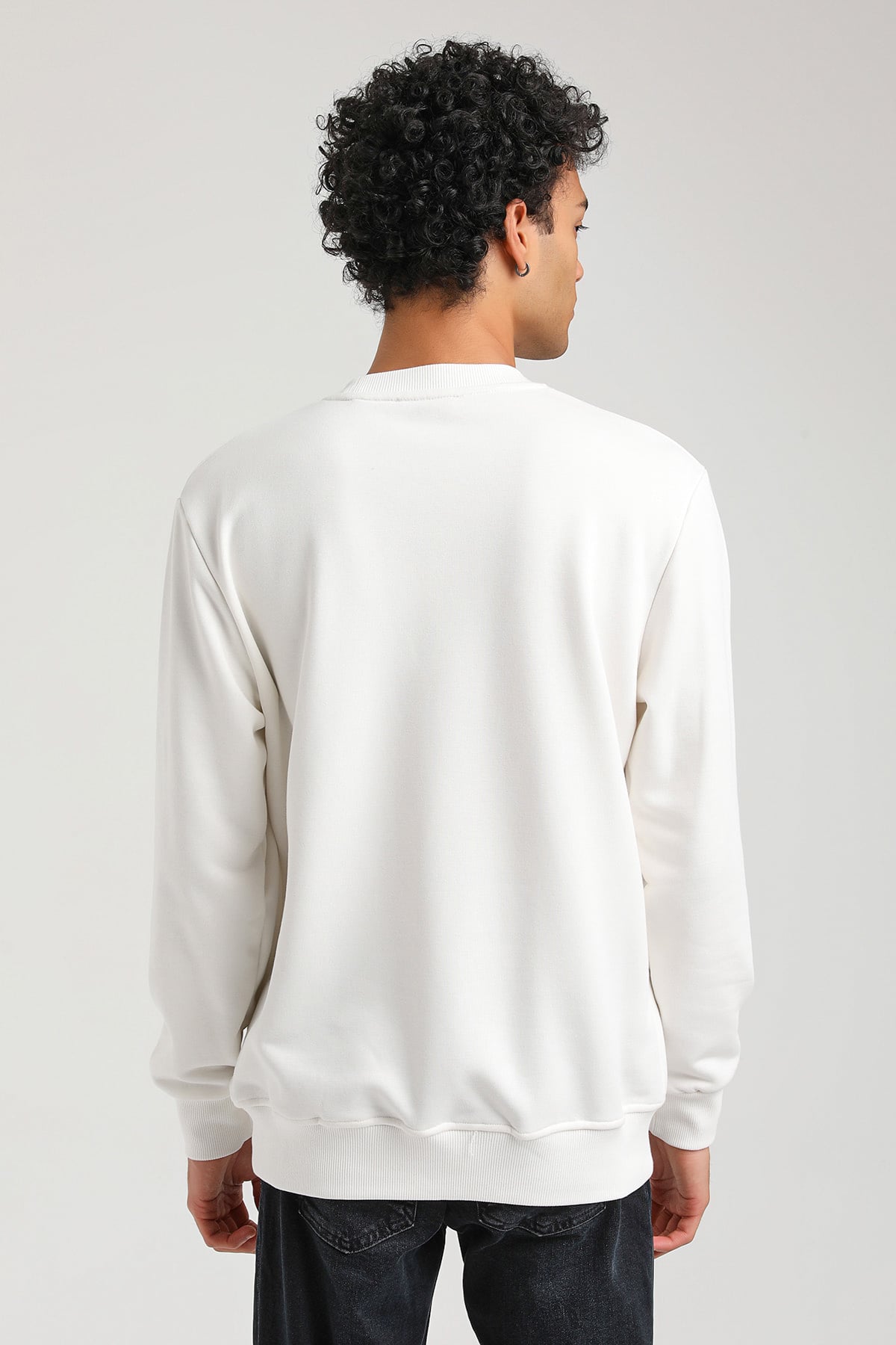 New World Polo Bisiklet Yaka Ekru Slim Fit Sweatshirt 23FWM60163