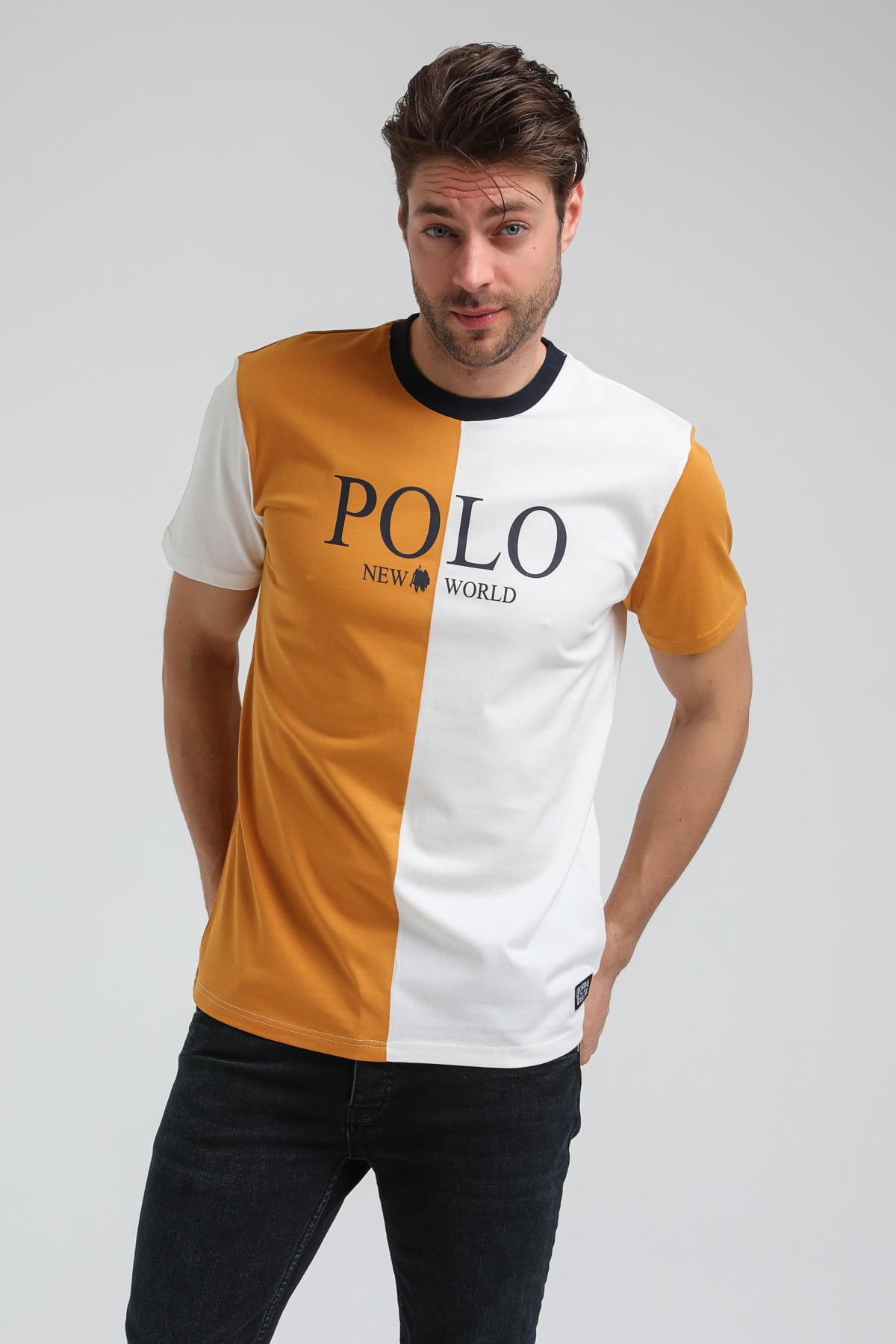 New World Polo Bisiklet Yaka Ekru Slim Fit Tişört 23SSM20320