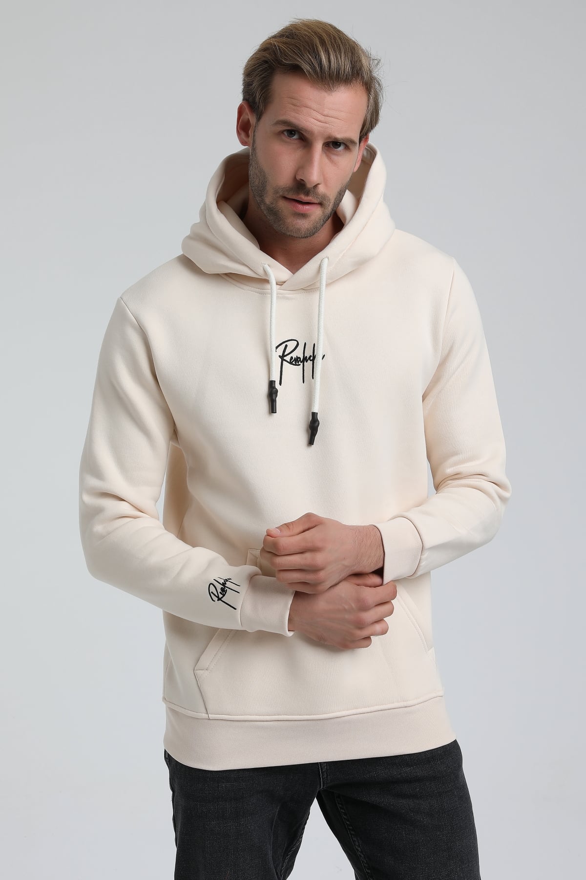 New World Polo Bisiklet Yaka Ekru Slim Fit Sweatshirt 22FWM64034
