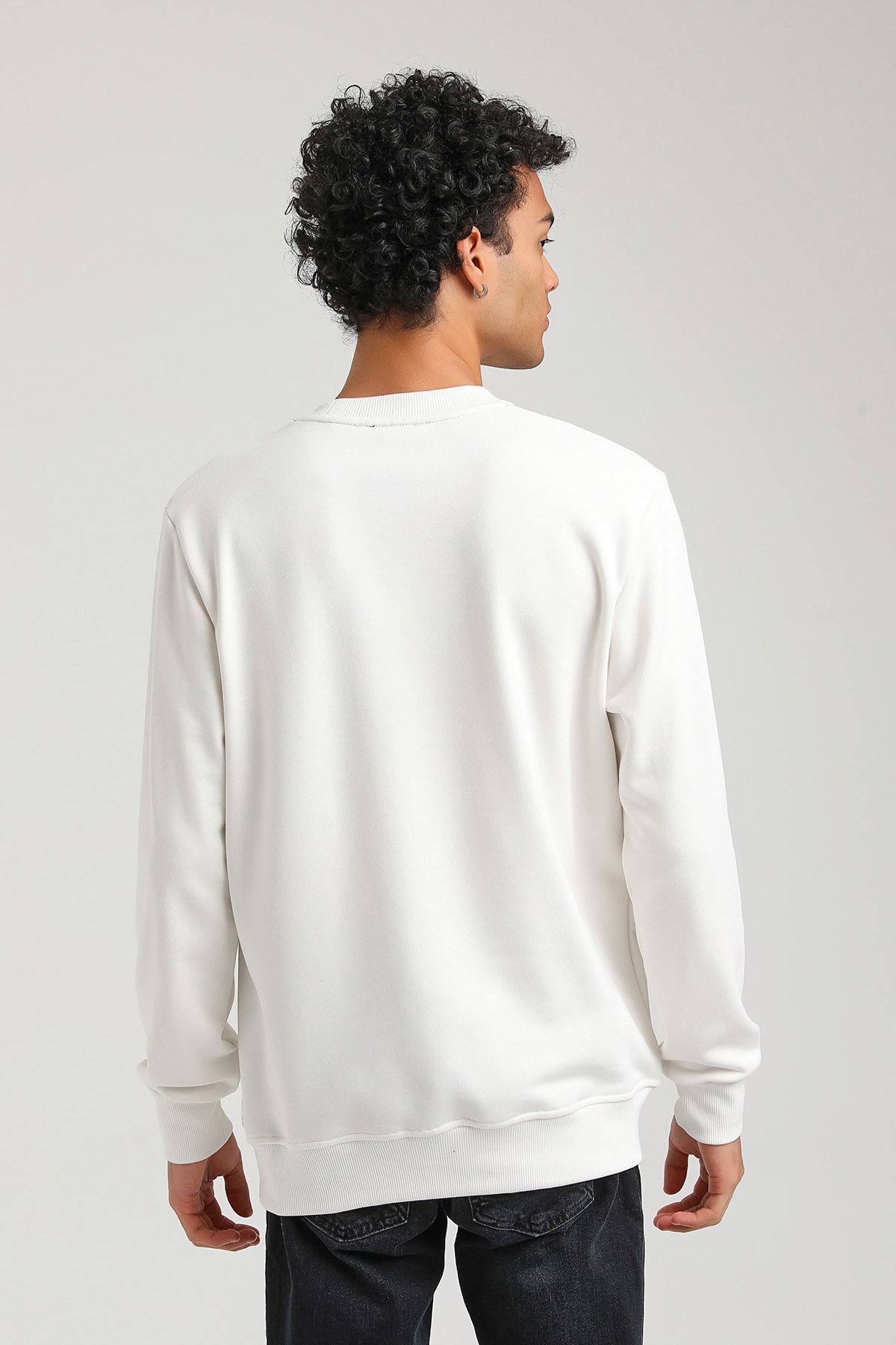 New World Polo Bisiklet Yaka Ekru Slim Fit Sweatshirt 23FWM60156